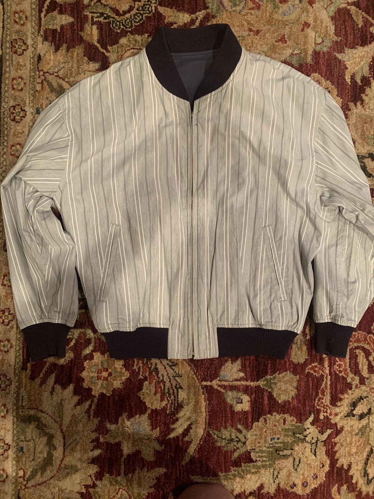 Comme des Garcons × Comme des Garcons Homme CDG Reversible Bomber Navy/Gray Striped Size US M / EU 48-50 / 2 - 1 Thumbnail