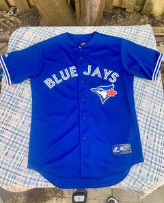 MLB Majestic Blue Jays Toronto Canada SHort sleeve 2 button shirt Mens size  S