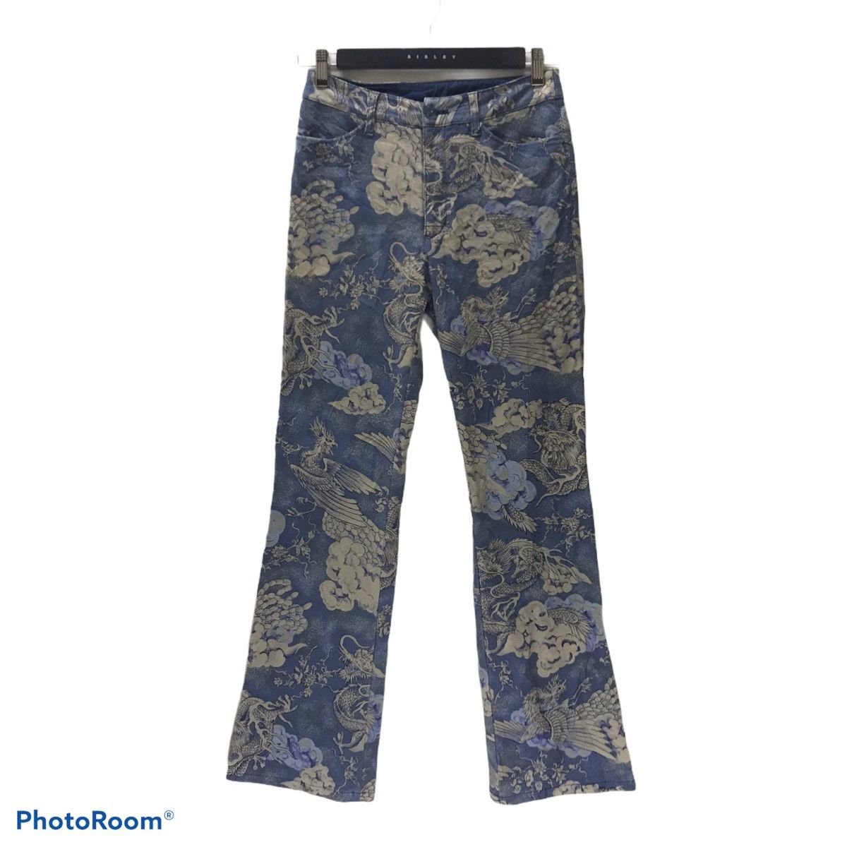 Japanese Brand Batsu Club Dragon Sky Printed Flare Jeans Size US 27 - 1 Thumbnail