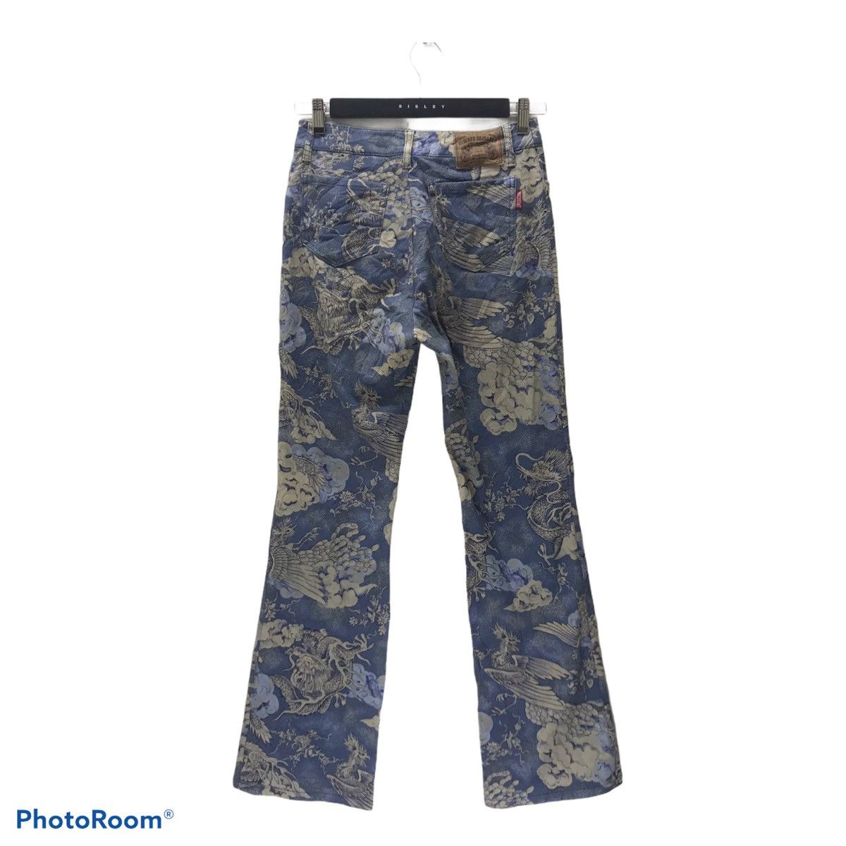 Japanese Brand Batsu Club Dragon Sky Printed Flare Jeans Size US 27 - 2 Thumbnail