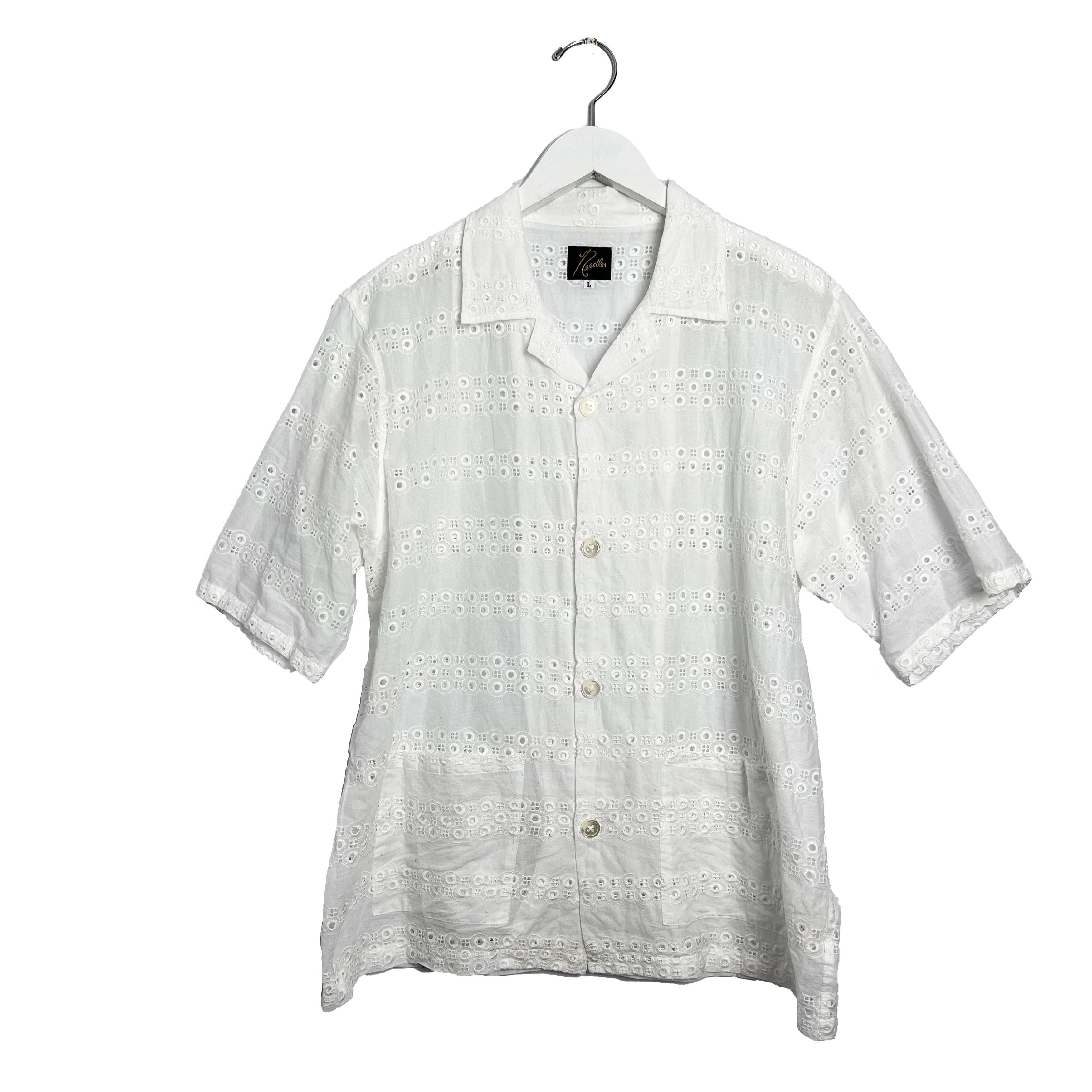Needles White Lace Cabana Camp Collar Shirt Size US L / EU 52-54 / 3 - 1 Thumbnail