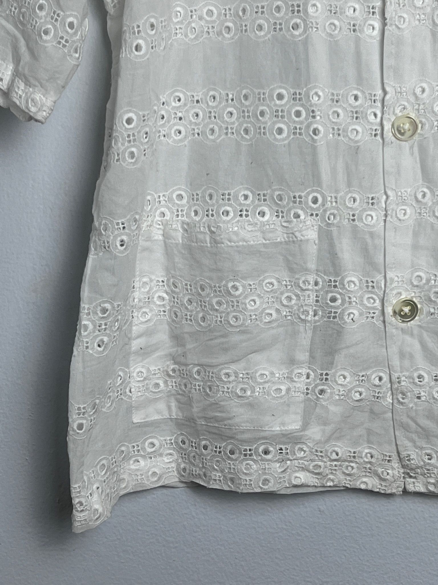 Needles White Lace Cabana Camp Collar Shirt Size US L / EU 52-54 / 3 - 3 Thumbnail