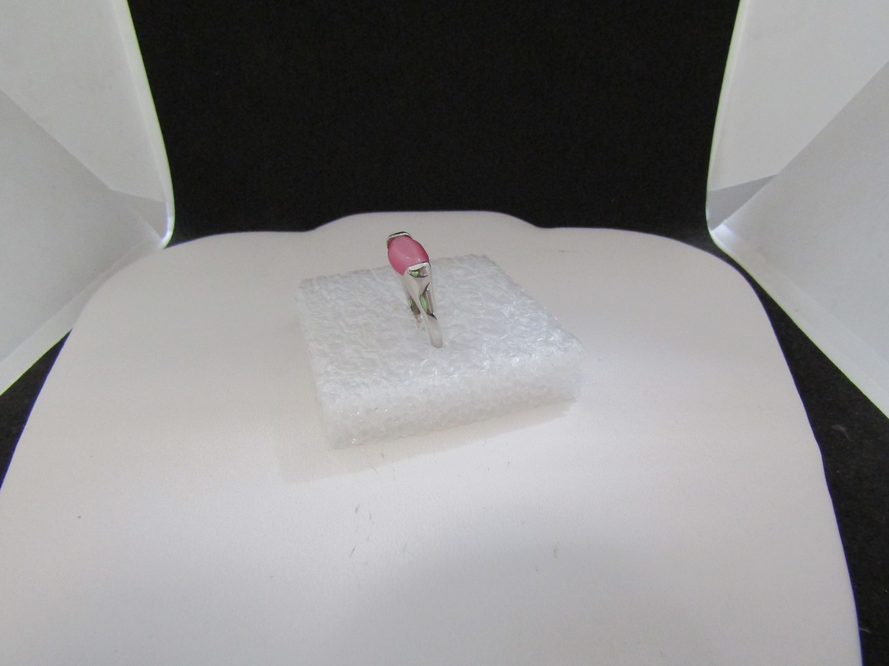 Jewelry Pink Cat Eye Stone Ring - size 7.25 Size ONE SIZE - 2 Thumbnail