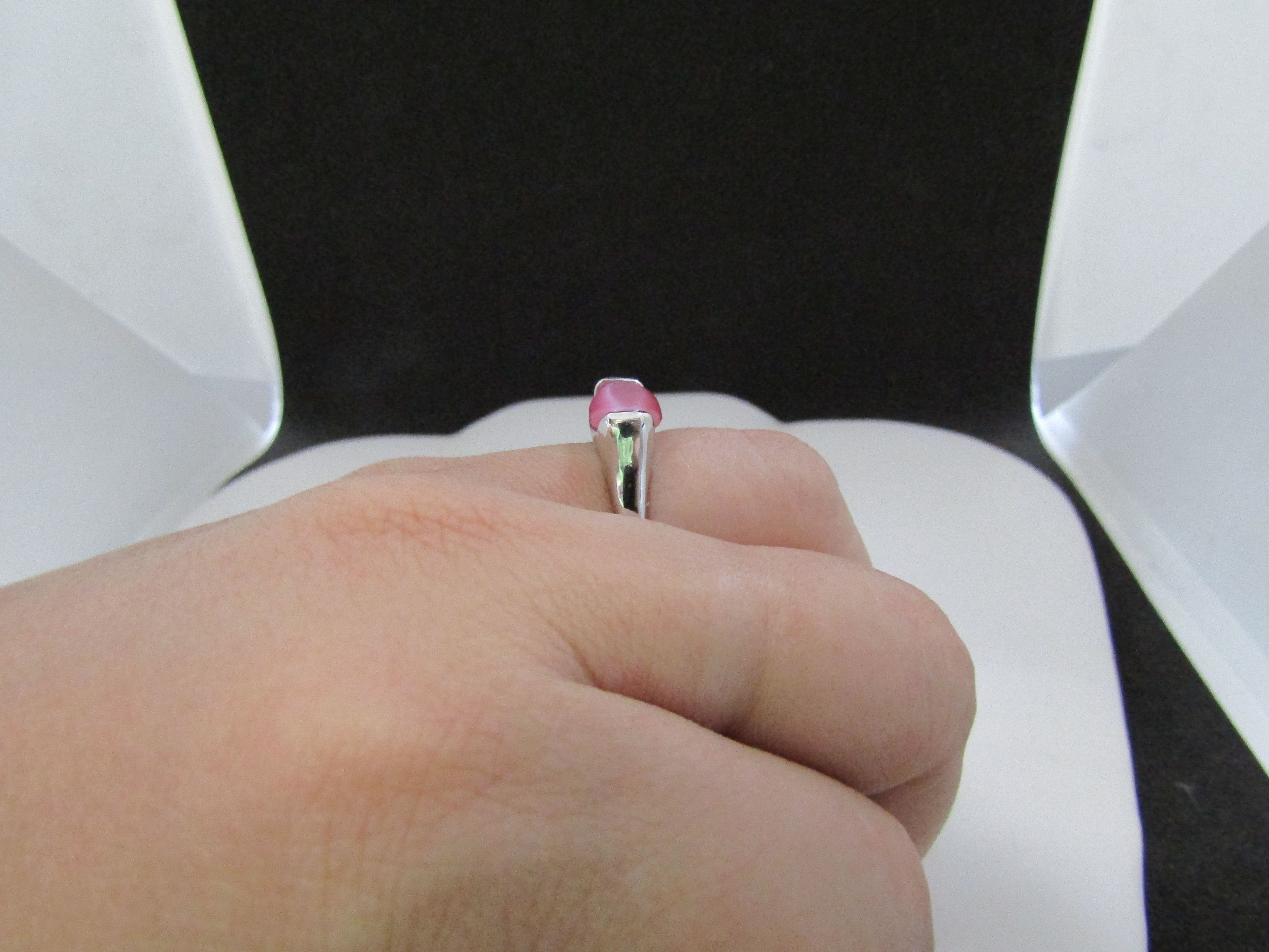 Jewelry Pink Cat Eye Stone Ring - size 7.25 Size ONE SIZE - 4 Thumbnail