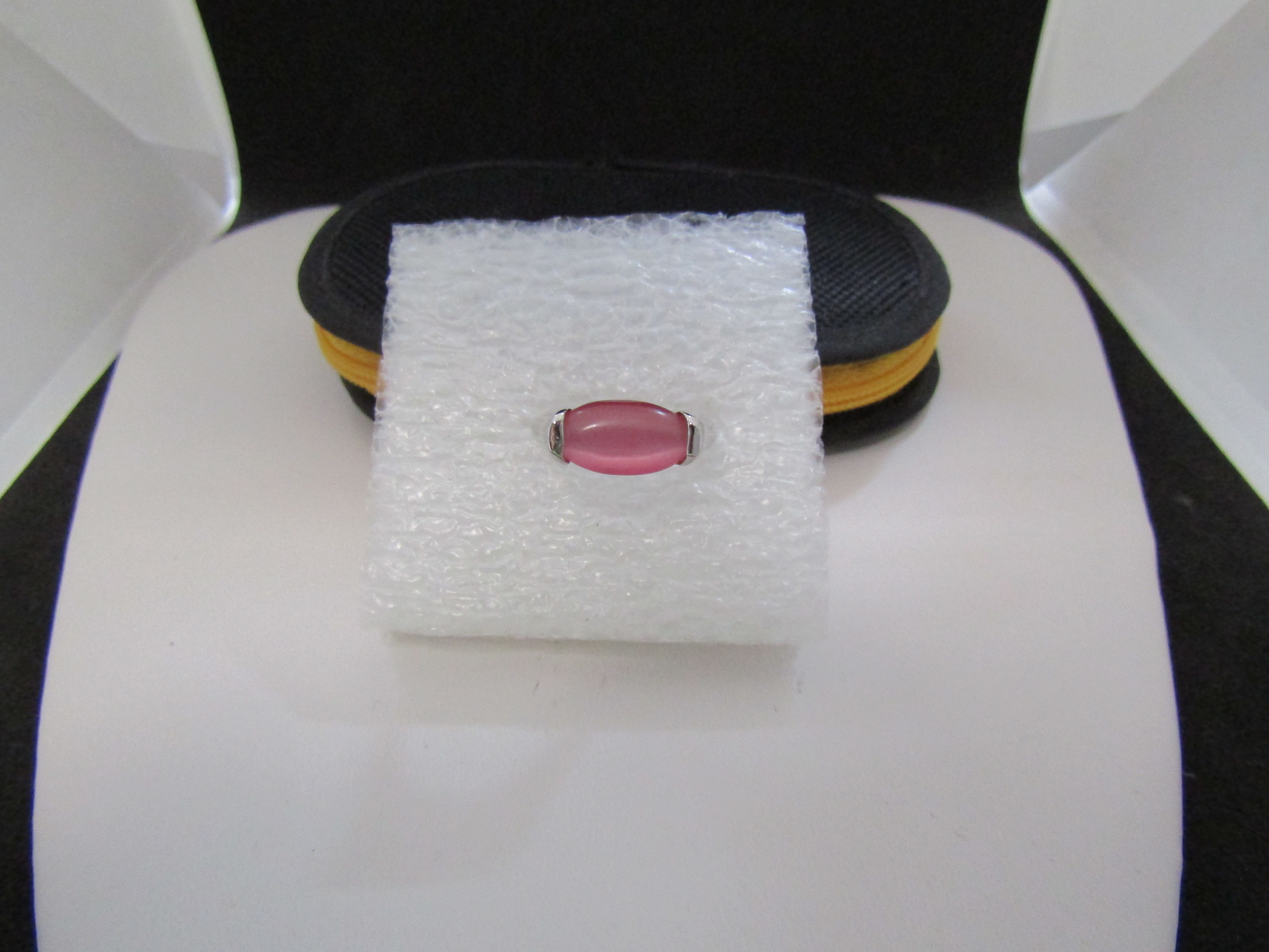 Jewelry Pink Cat Eye Stone Ring - size 7.25 Size ONE SIZE - 1 Thumbnail