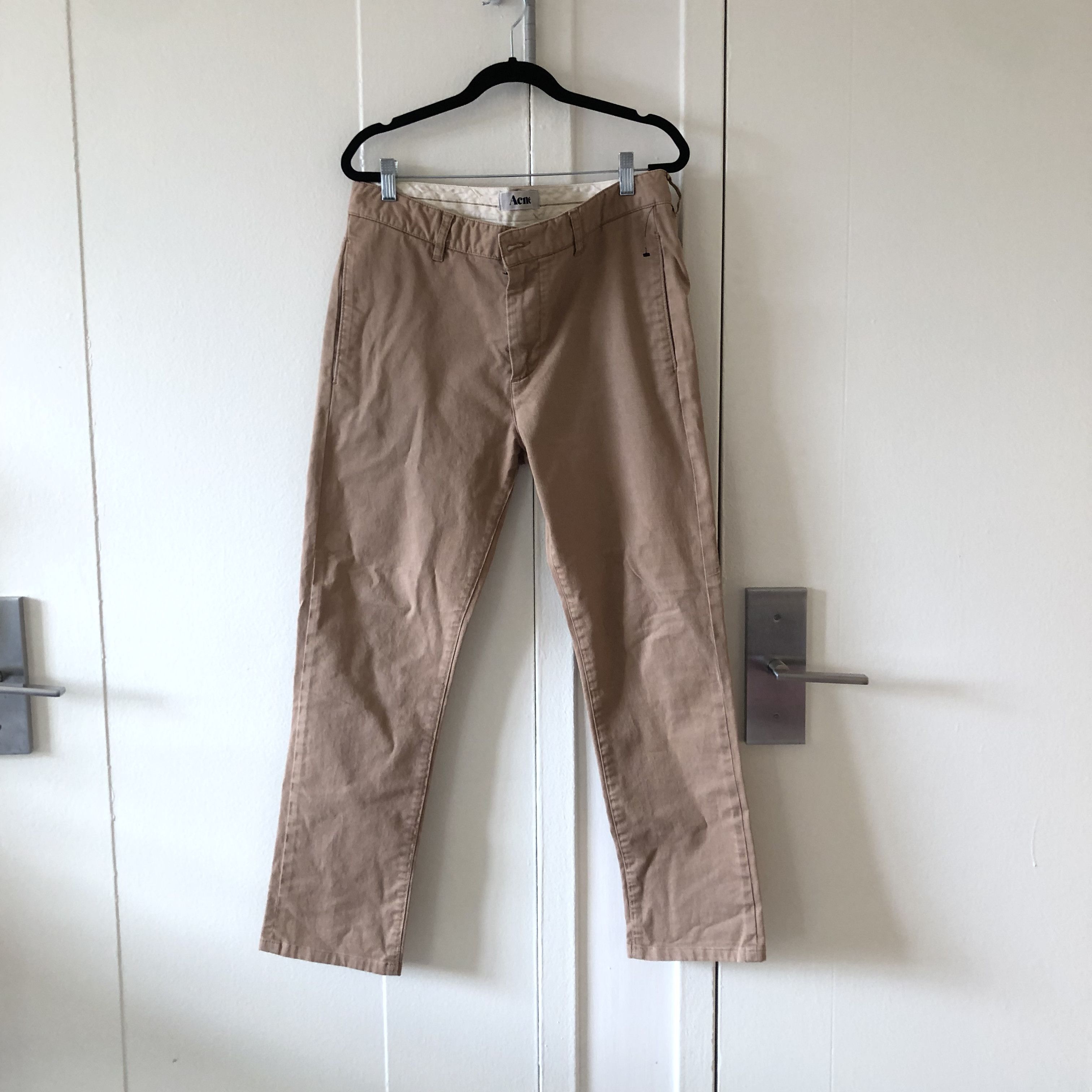 image of Acne Studios Trousers in Khaki, Men's (Size 33)