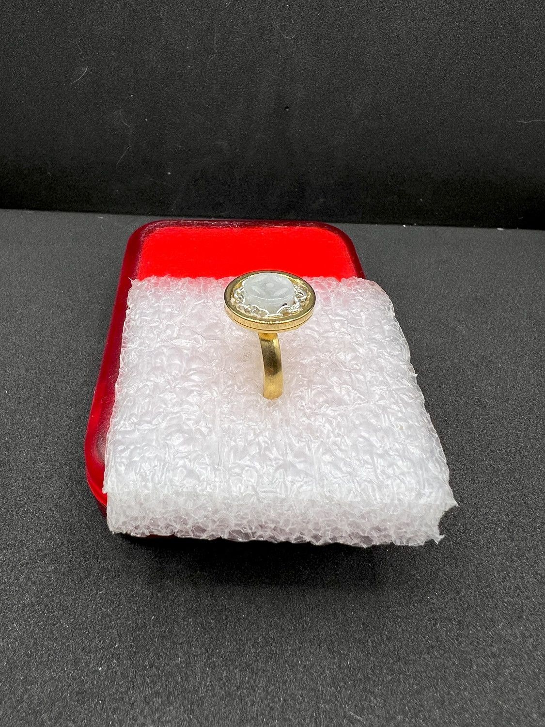 Handmade Coin Jade Golden Ring with chain - Size 7.25 Size ONE SIZE - 2 Thumbnail