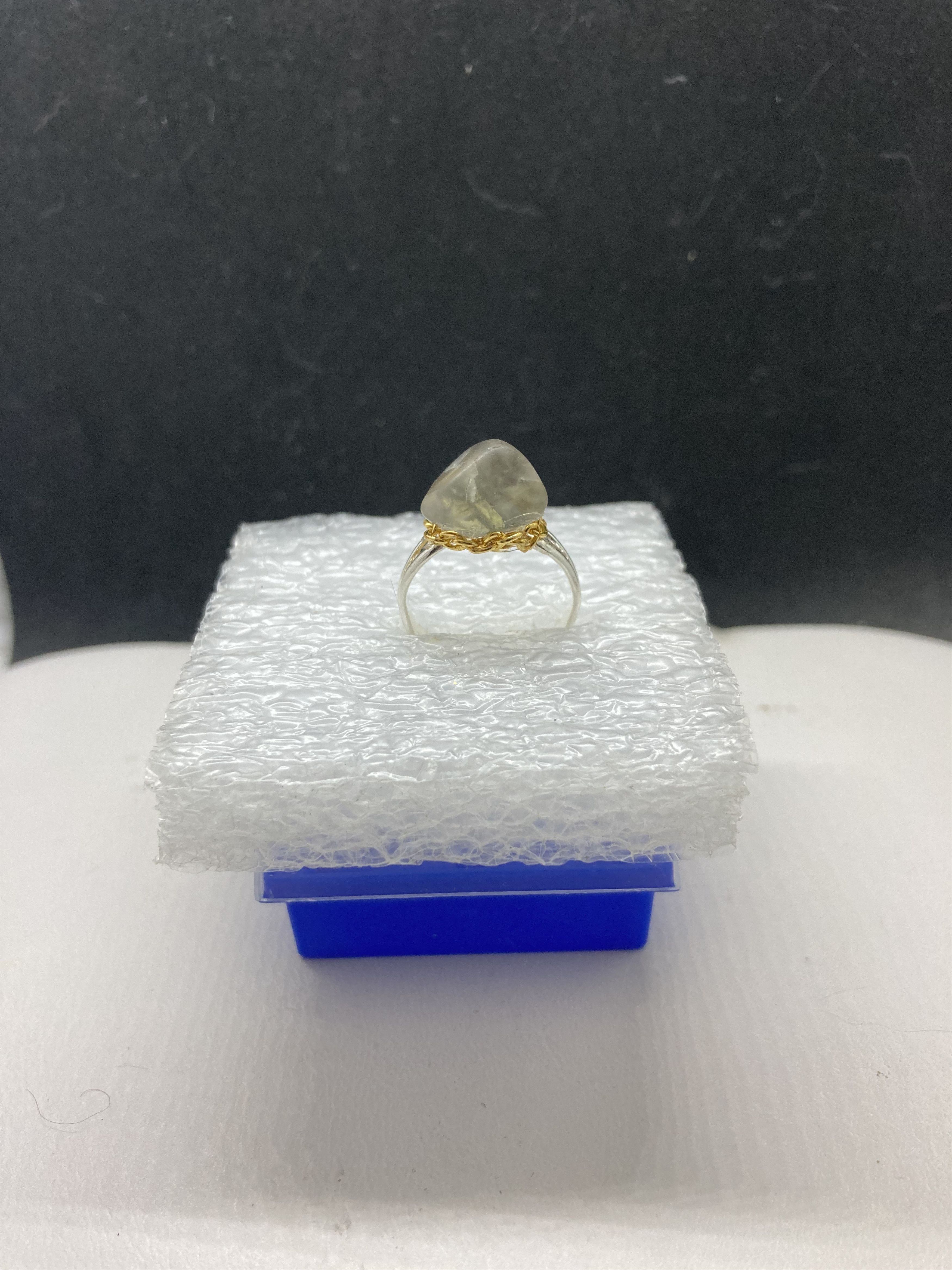 Handmade Rainbow Crystal Stainless Steel Ring - Size 5.5 Size ONE SIZE - 2 Thumbnail