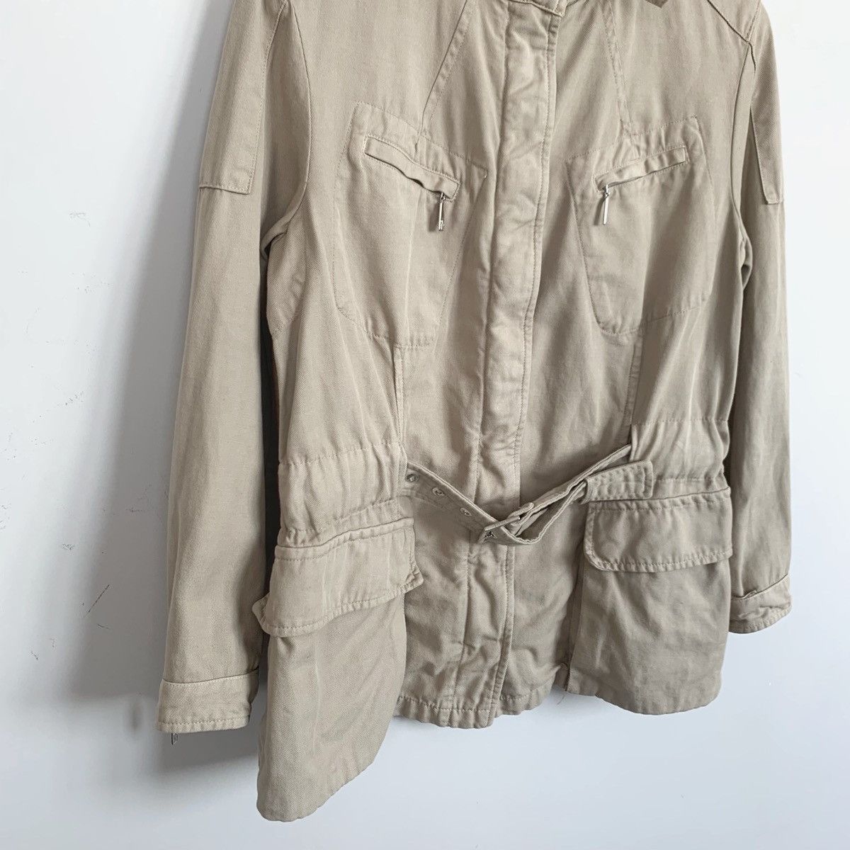 Moncler 🔴 MONCLER Jacket Coat Multipocket Belt Linen Beige Zip M Size M / US 6-8 / IT 42-44 - 1 Thumbnail