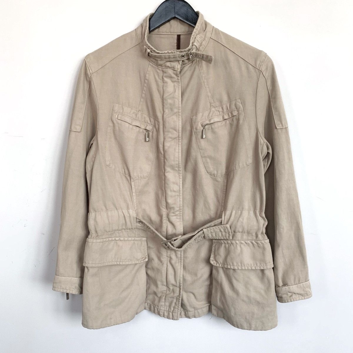 Moncler 🔴 MONCLER Jacket Coat Multipocket Belt Linen Beige Zip M Size M / US 6-8 / IT 42-44 - 2 Thumbnail