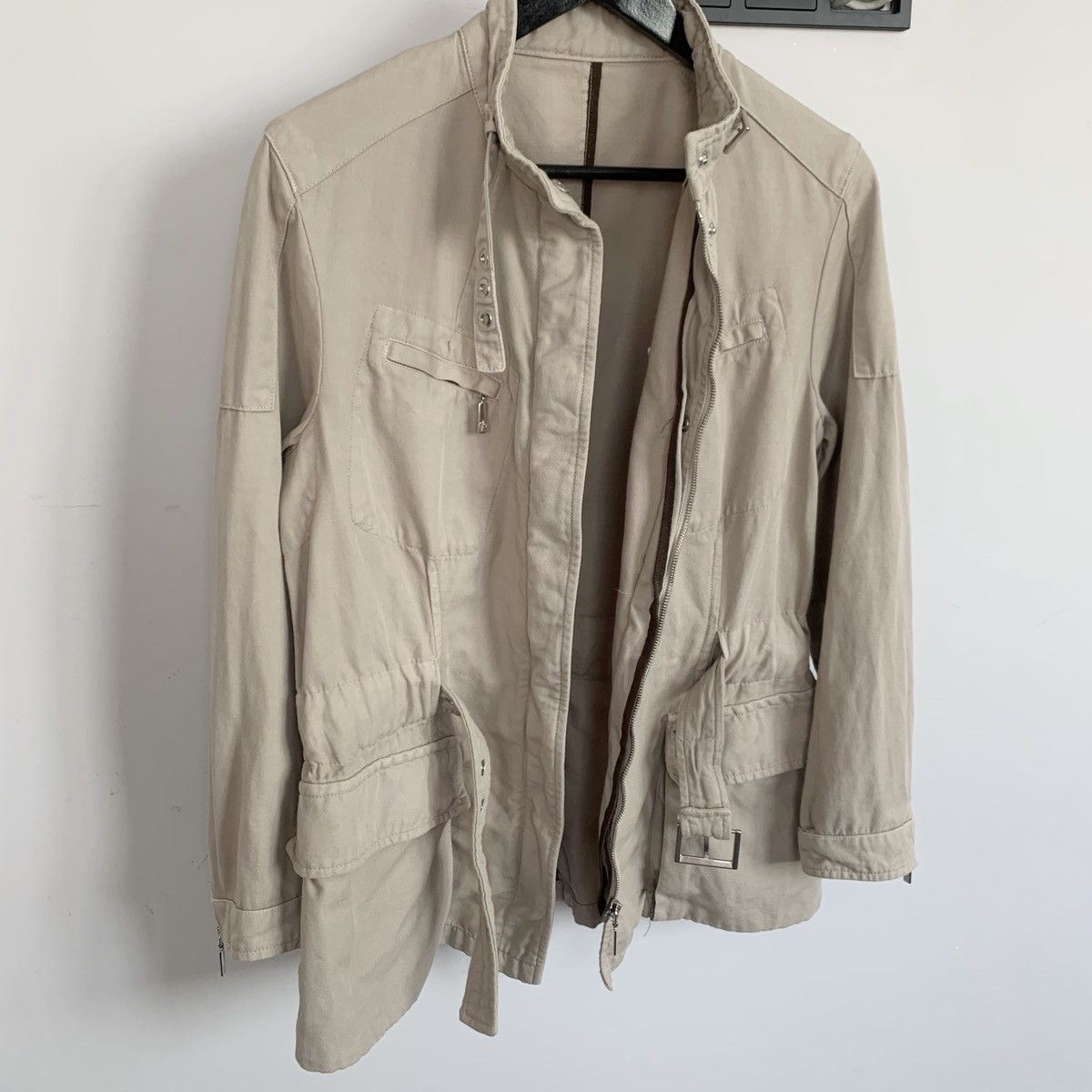 Moncler 🔴 MONCLER Jacket Coat Multipocket Belt Linen Beige Zip M Size M / US 6-8 / IT 42-44 - 4 Thumbnail
