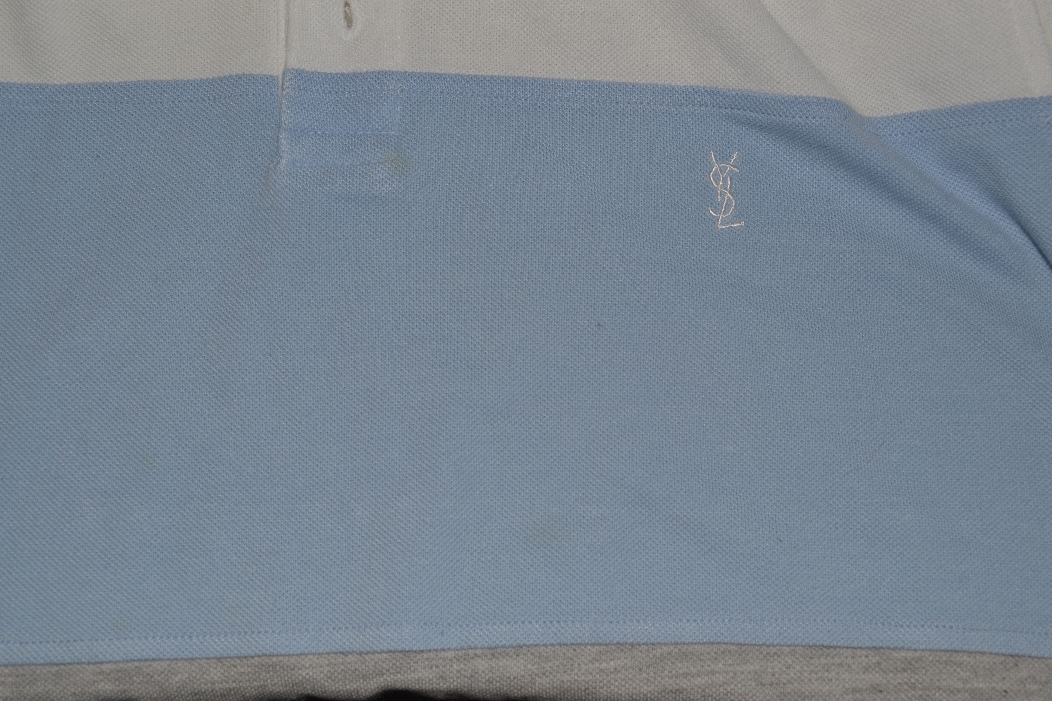 Yves Saint Laurent Yves Saint Laurent Polo Shirt Striped White Blue Vintage Size US L / EU 52-54 / 3 - 4 Thumbnail