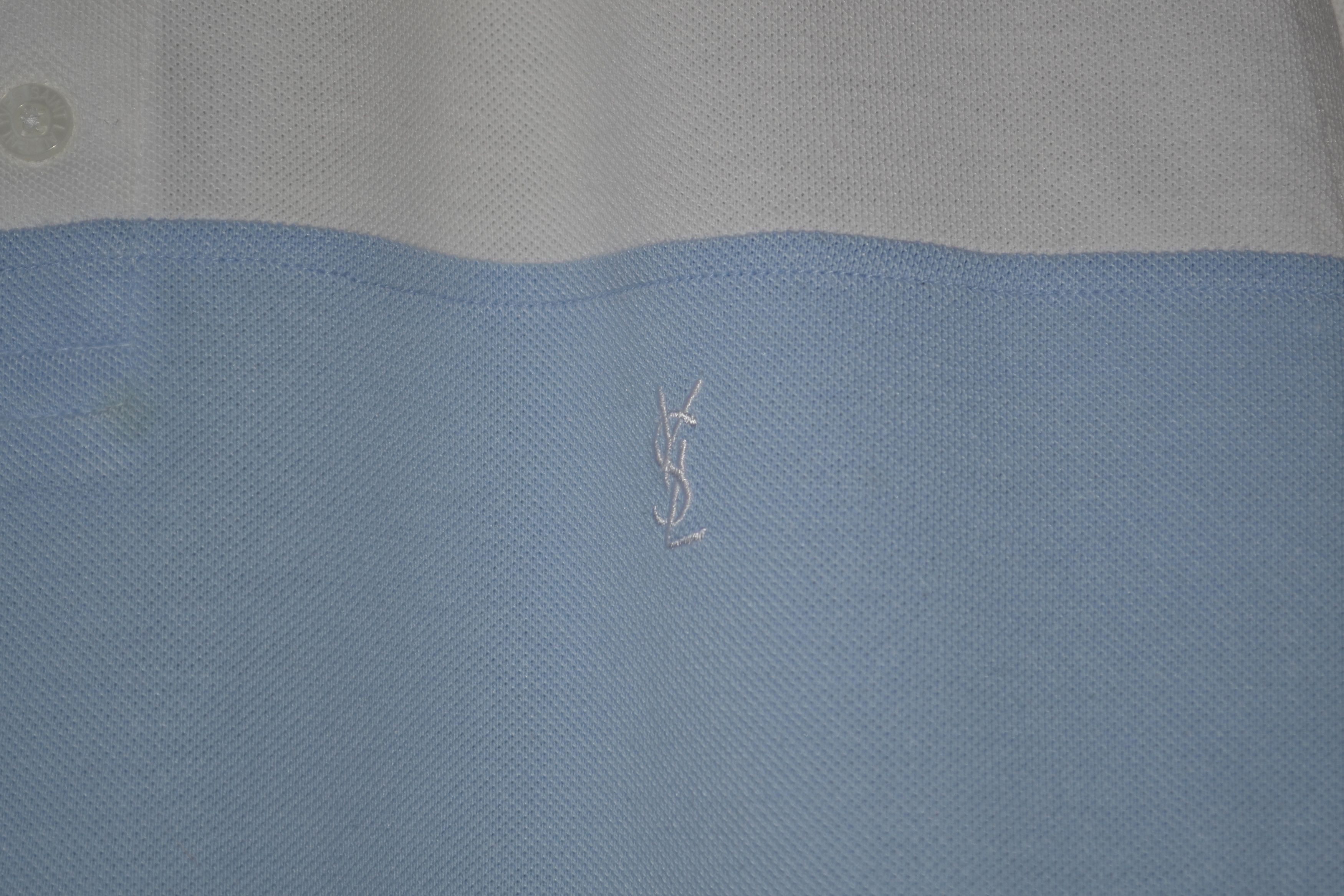 Yves Saint Laurent Yves Saint Laurent Polo Shirt Striped White Blue Vintage Size US L / EU 52-54 / 3 - 3 Thumbnail