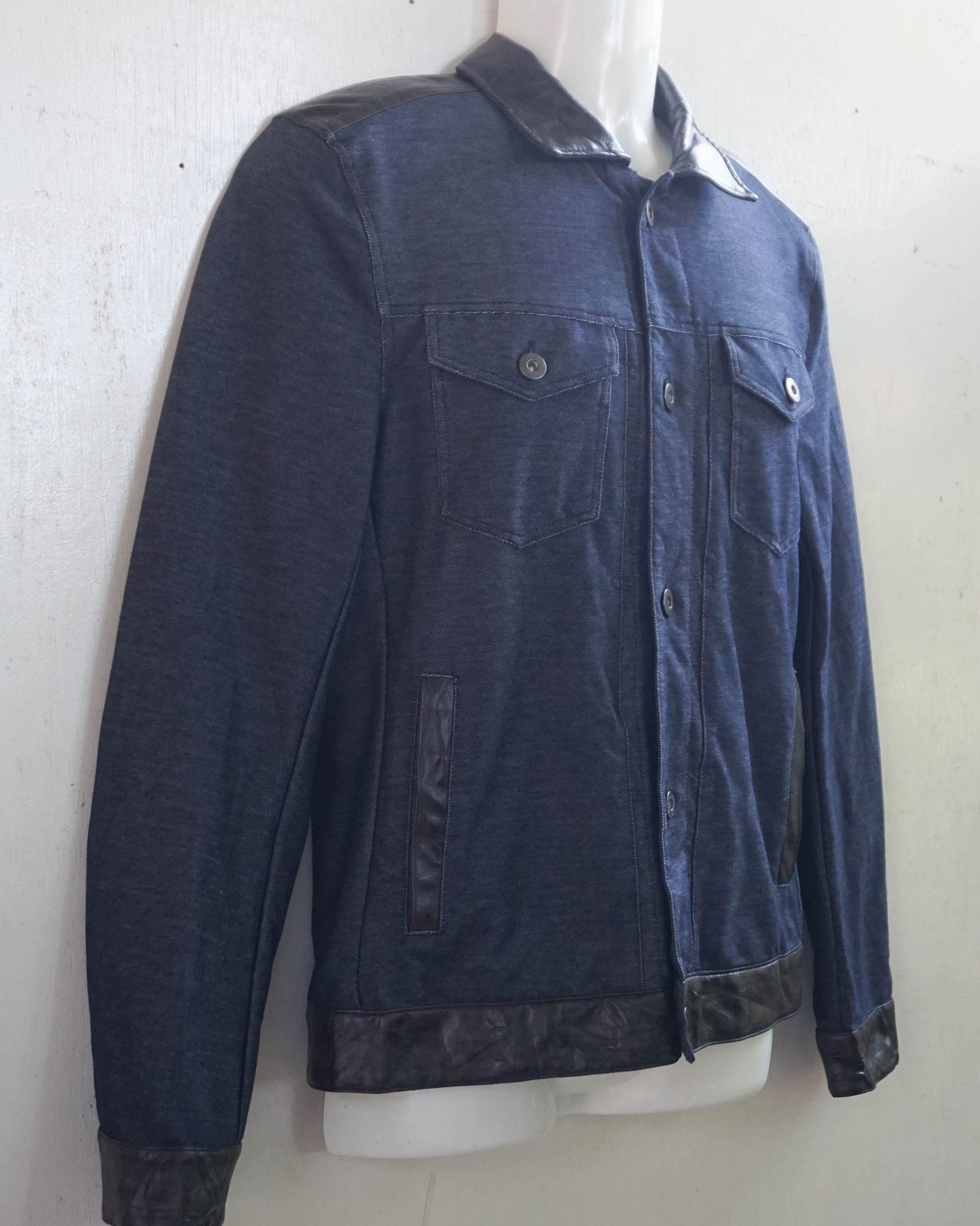 Comme Ca Ism COMME CA MEN Stretchy Denim & Faux Leather Soft Jacket Size US M / EU 48-50 / 2 - 15 Thumbnail