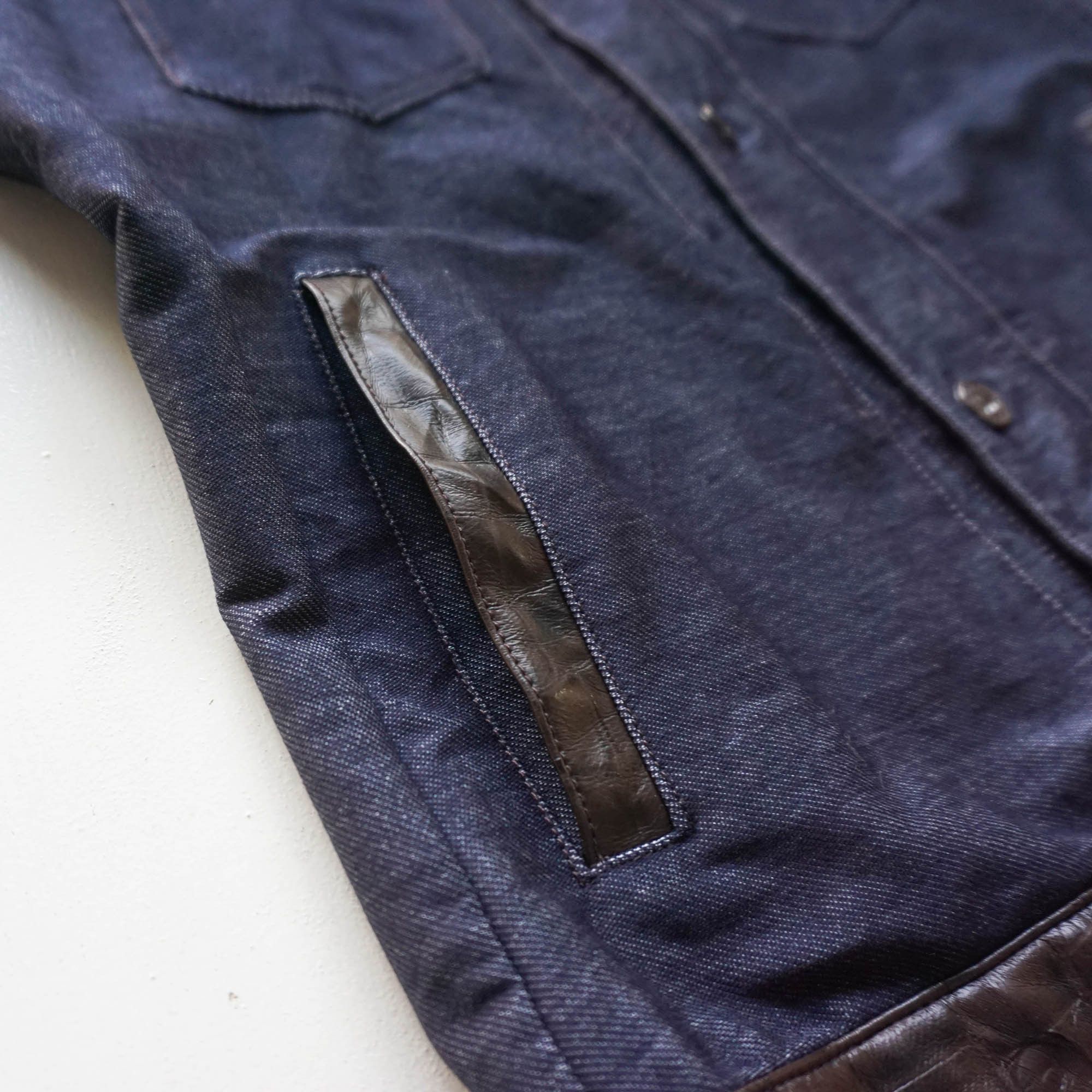 Comme Ca Ism COMME CA MEN Stretchy Denim & Faux Leather Soft Jacket Size US M / EU 48-50 / 2 - 6 Thumbnail
