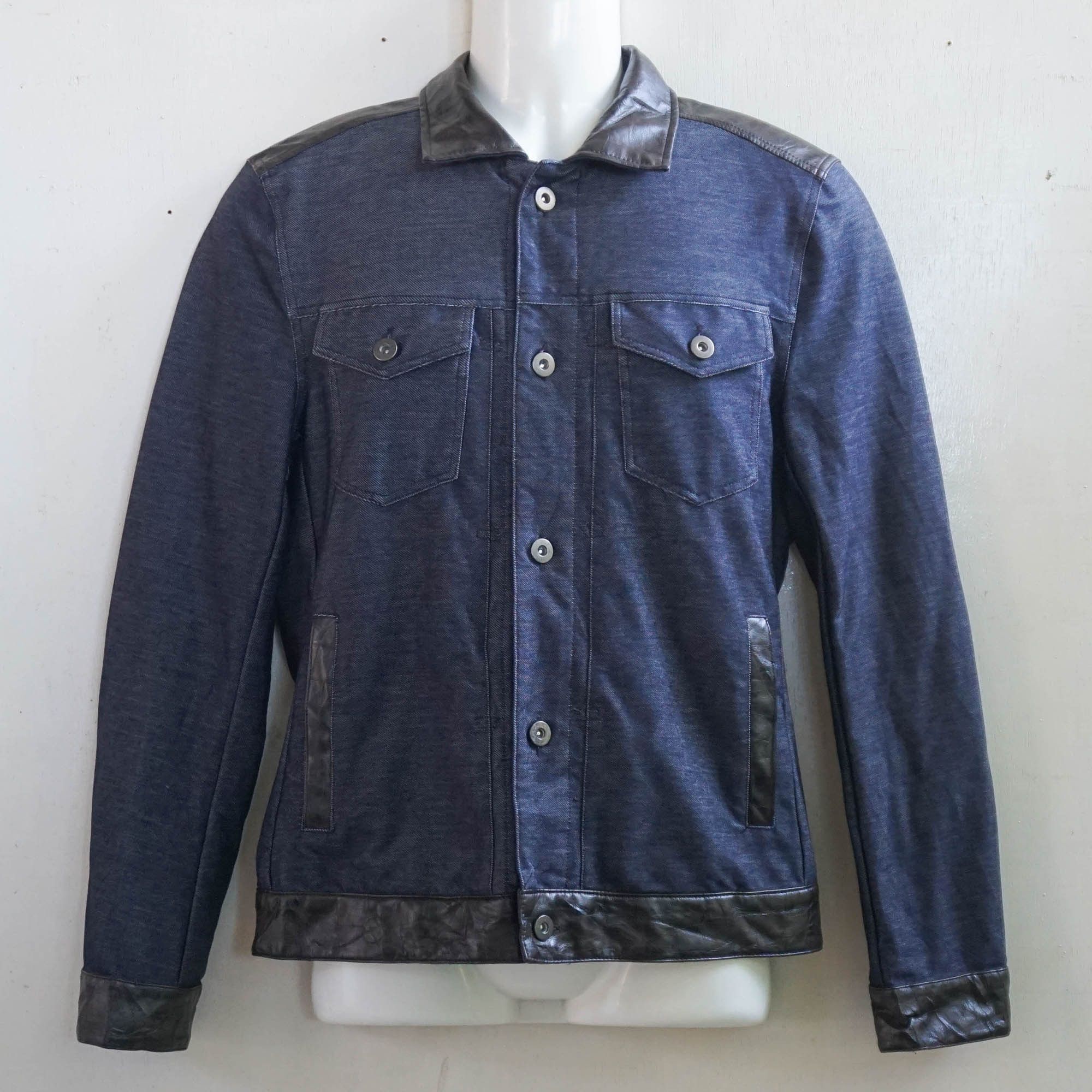 Comme Ca Ism COMME CA MEN Stretchy Denim & Faux Leather Soft Jacket Size US M / EU 48-50 / 2 - 14 Thumbnail