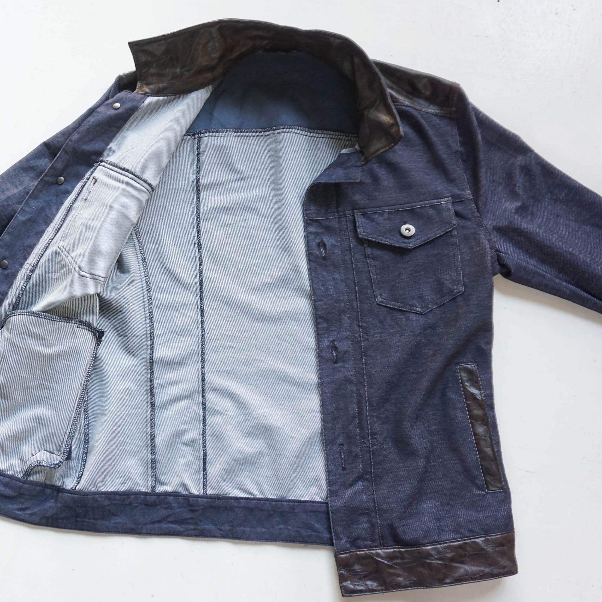 Comme Ca Ism COMME CA MEN Stretchy Denim & Faux Leather Soft Jacket Size US M / EU 48-50 / 2 - 3 Thumbnail