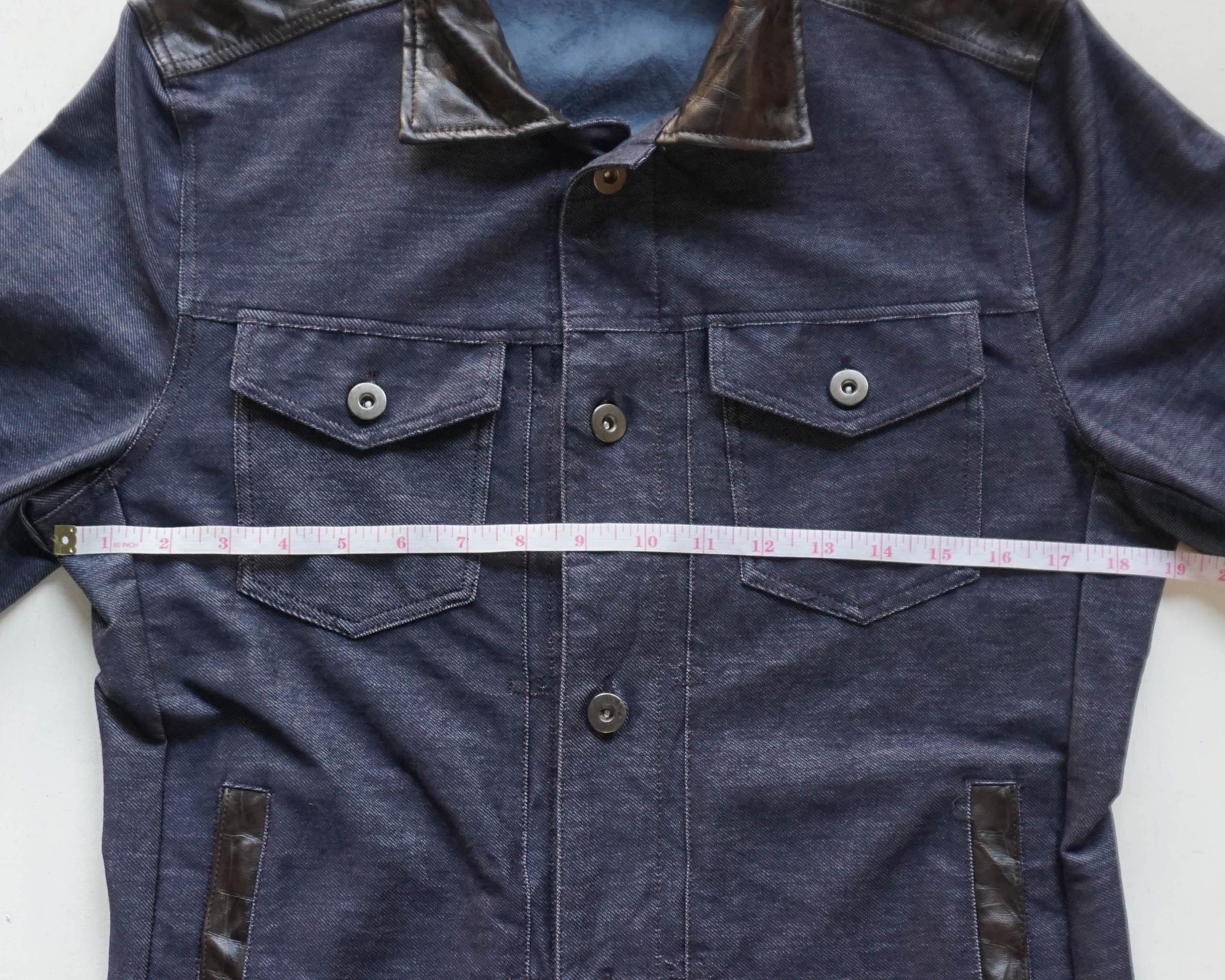 Comme Ca Ism COMME CA MEN Stretchy Denim & Faux Leather Soft Jacket Size US M / EU 48-50 / 2 - 10 Thumbnail