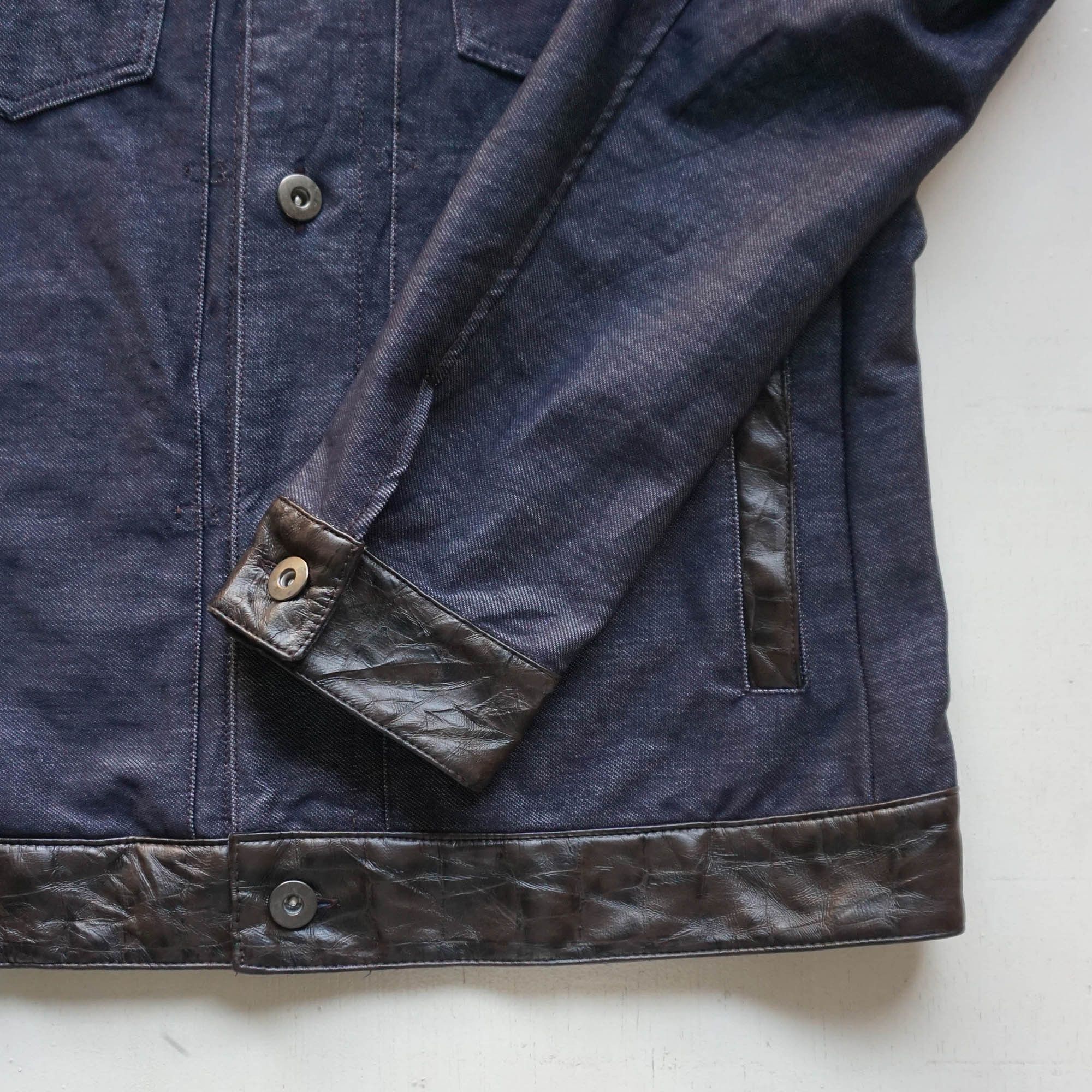Comme Ca Ism COMME CA MEN Stretchy Denim & Faux Leather Soft Jacket Size US M / EU 48-50 / 2 - 7 Thumbnail