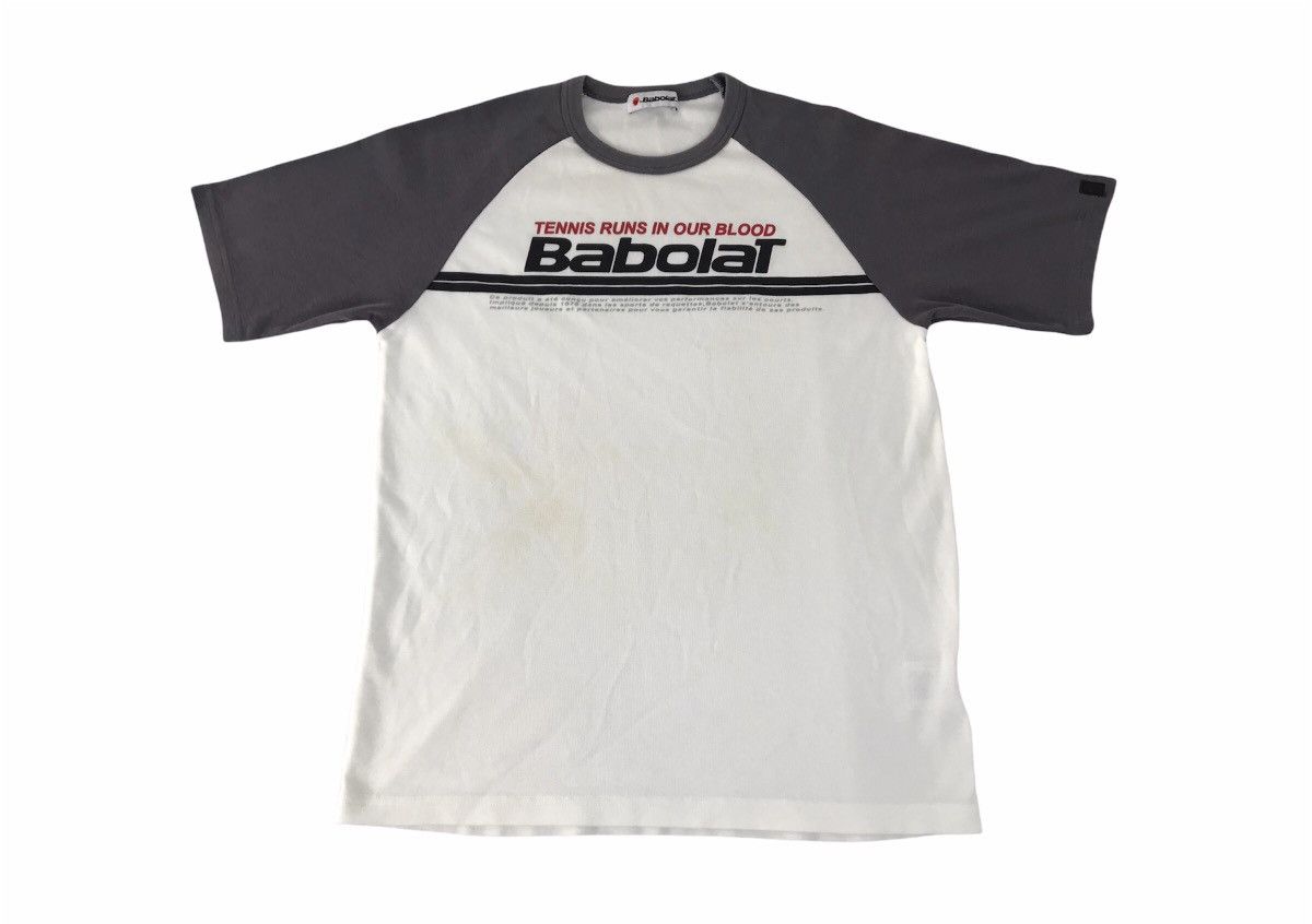 image of Vintage Babolat Tennis Runs In Our Blood Raglan Tee Size M L in White, Men's