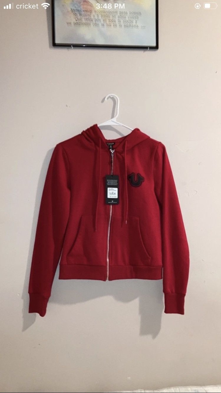 Red true religion hoodie women's on sale