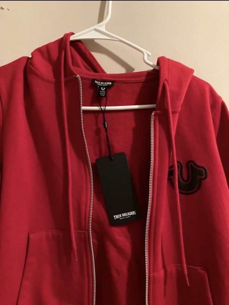 True Religion True Religion Women’s Red Zip Up Logo Hoodie Size XS / US 0-2 / IT 36-38 - 4 Thumbnail