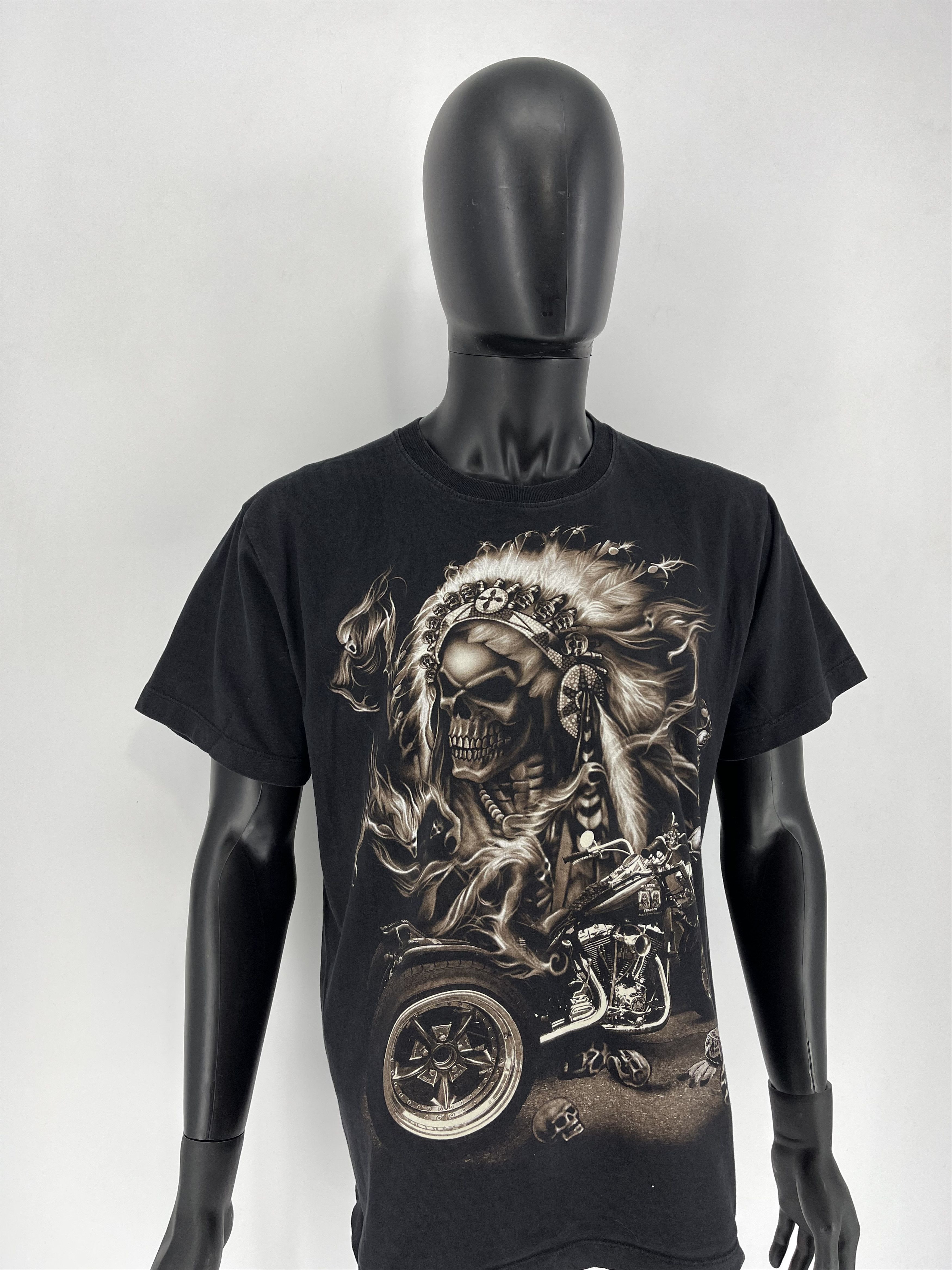 Band Tees × Vintage Vintage Y2K Devil Skull Tee Horror Face Neon Print Band Rock Size US L / EU 52-54 / 3 - 4 Thumbnail