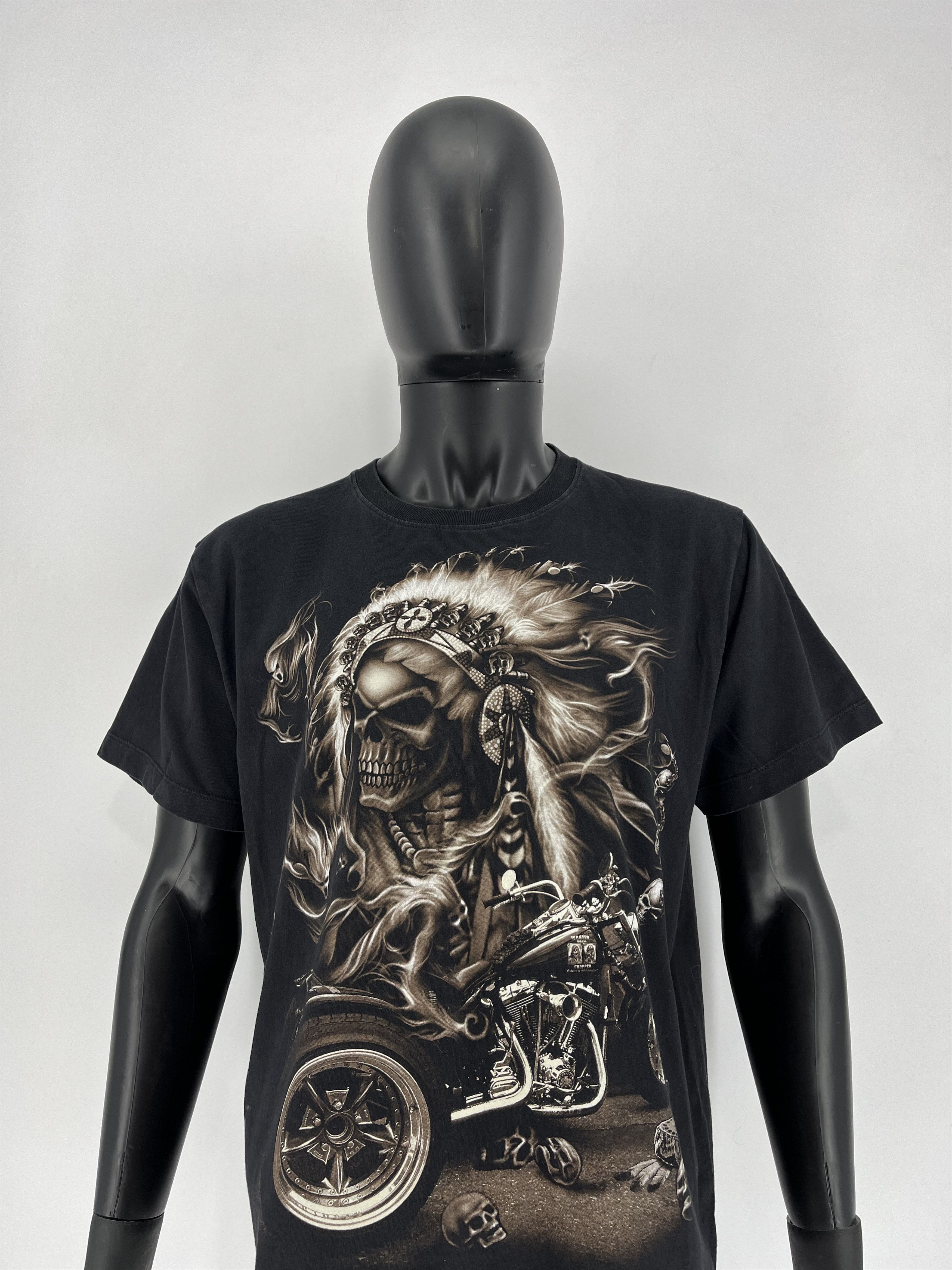 Band Tees × Vintage Vintage Y2K Devil Skull Tee Horror Face Neon Print Band Rock Size US L / EU 52-54 / 3 - 6 Thumbnail