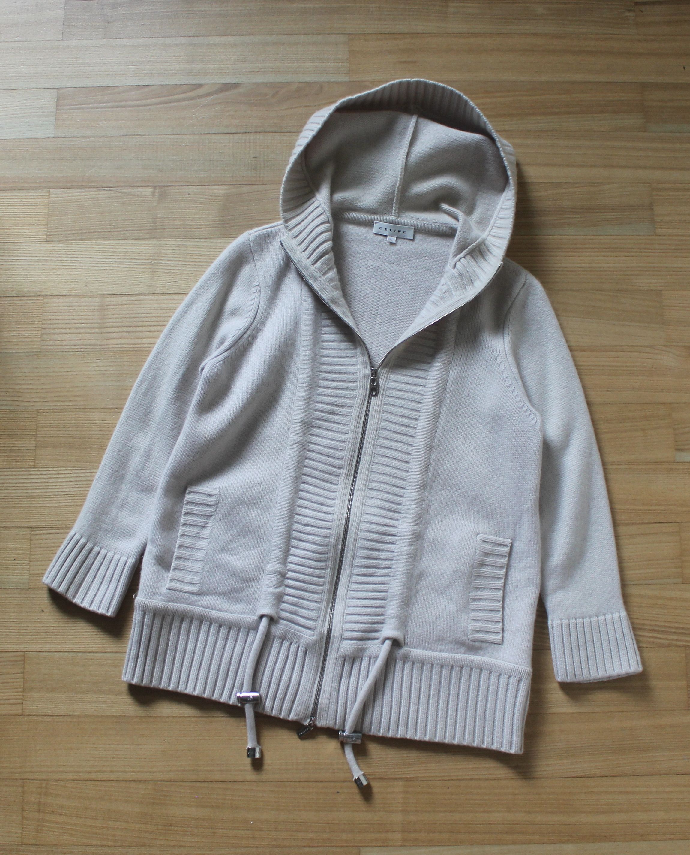 Celine Celine Cashmere Cream Zip Hoodie Size L / US 10 / IT 46 - 1 Thumbnail