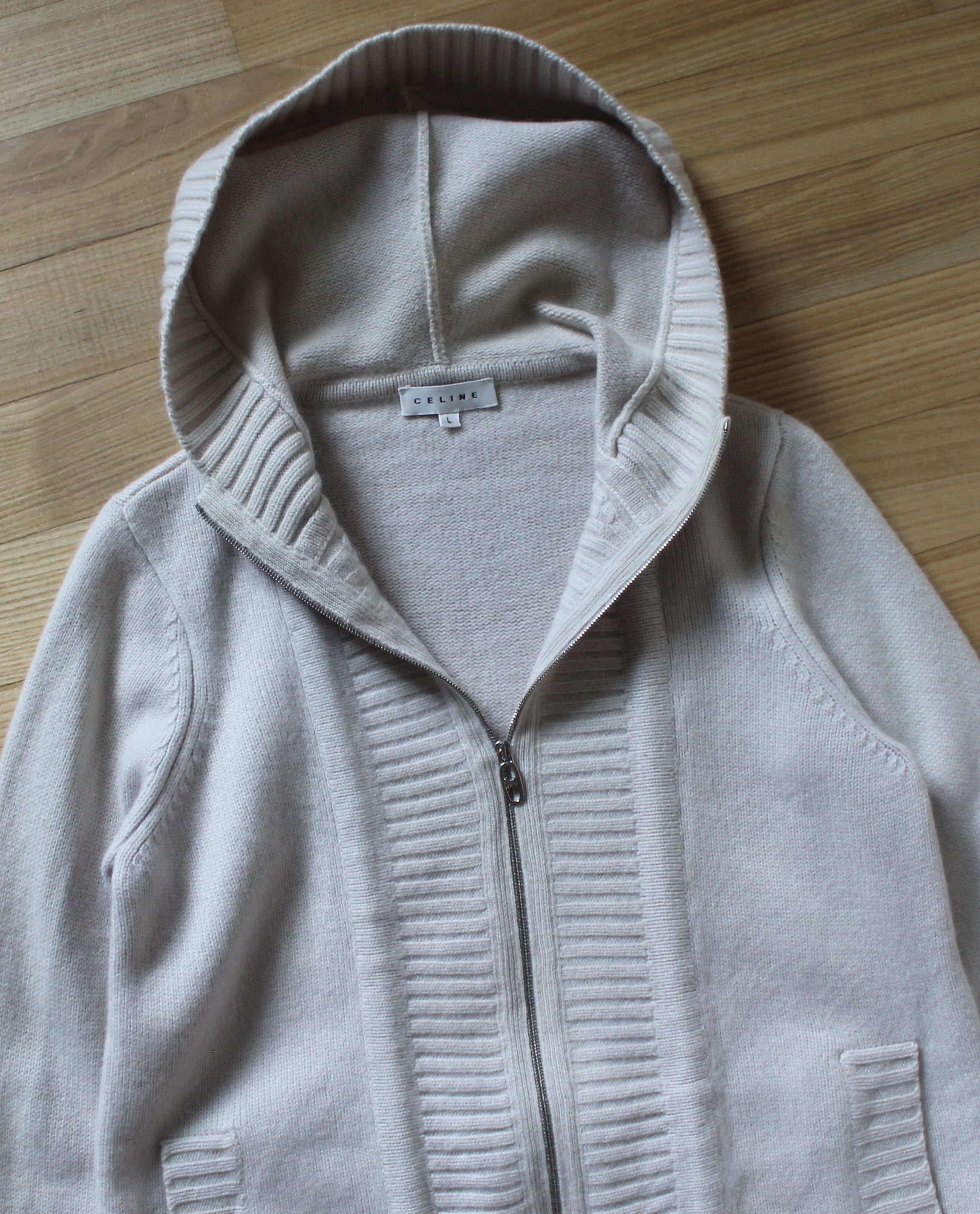 Celine Celine Cashmere Cream Zip Hoodie Size L / US 10 / IT 46 - 6 Thumbnail