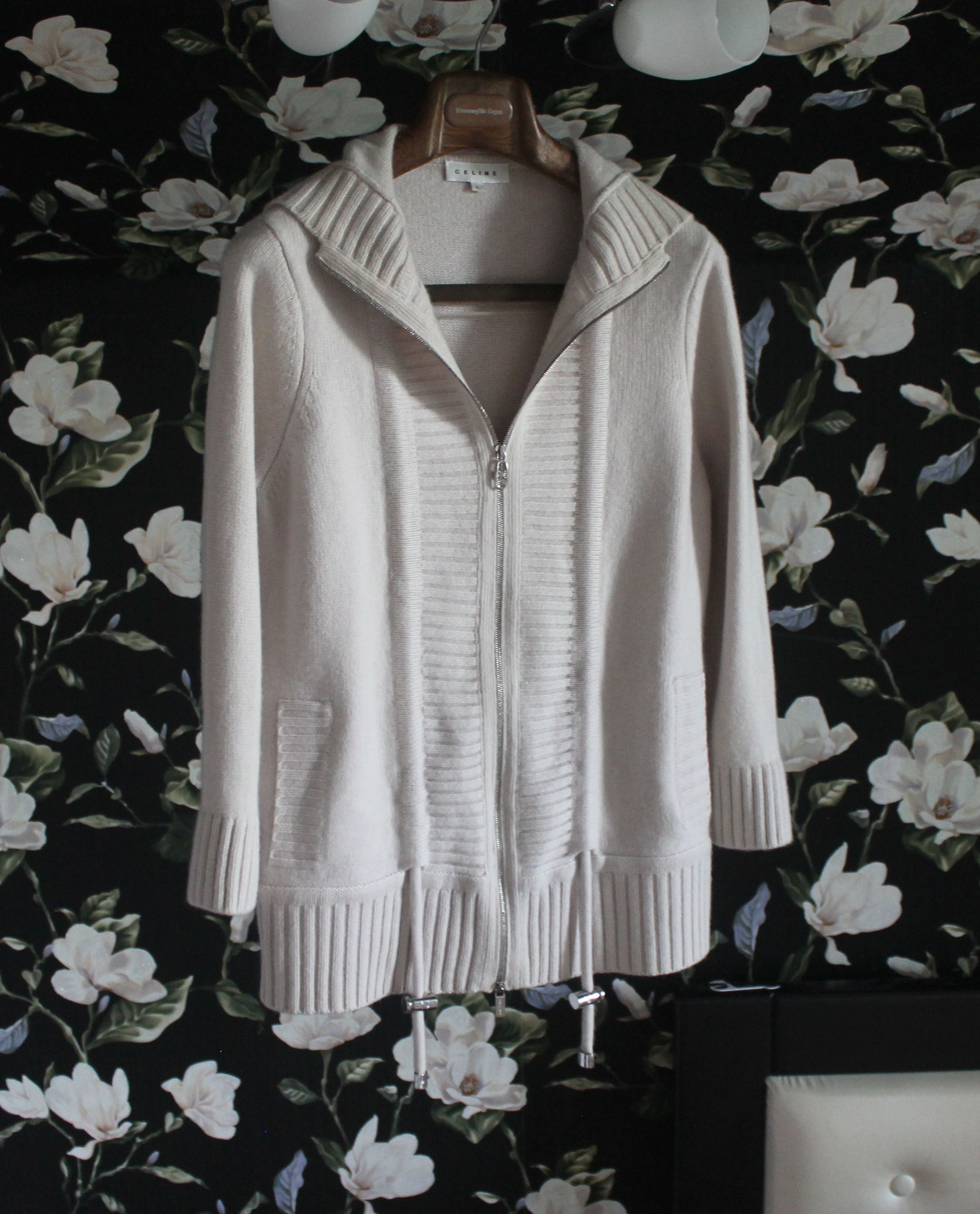 Celine Celine Cashmere Cream Zip Hoodie Size L / US 10 / IT 46 - 2 Thumbnail