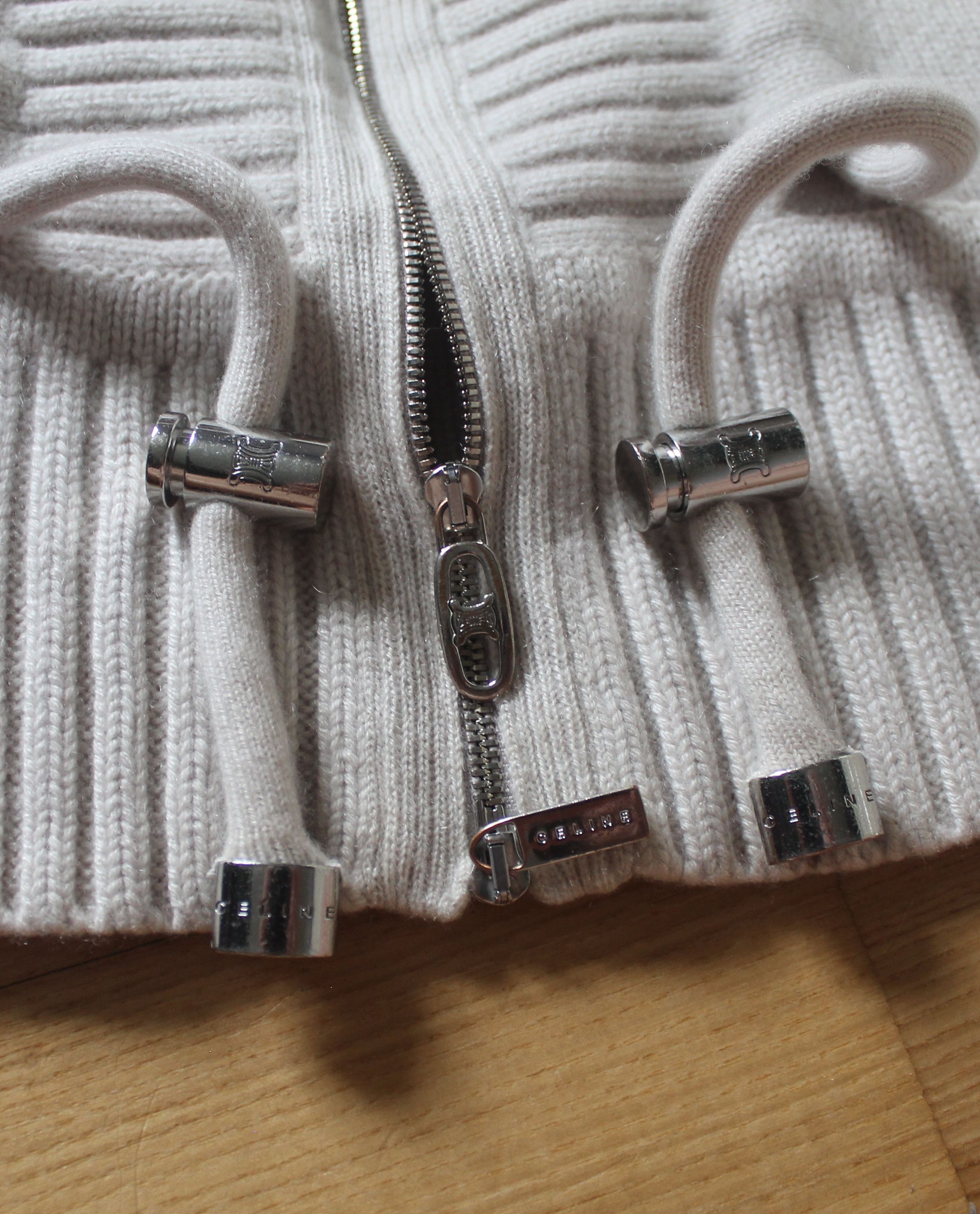Celine Celine Cashmere Cream Zip Hoodie Size L / US 10 / IT 46 - 8 Thumbnail