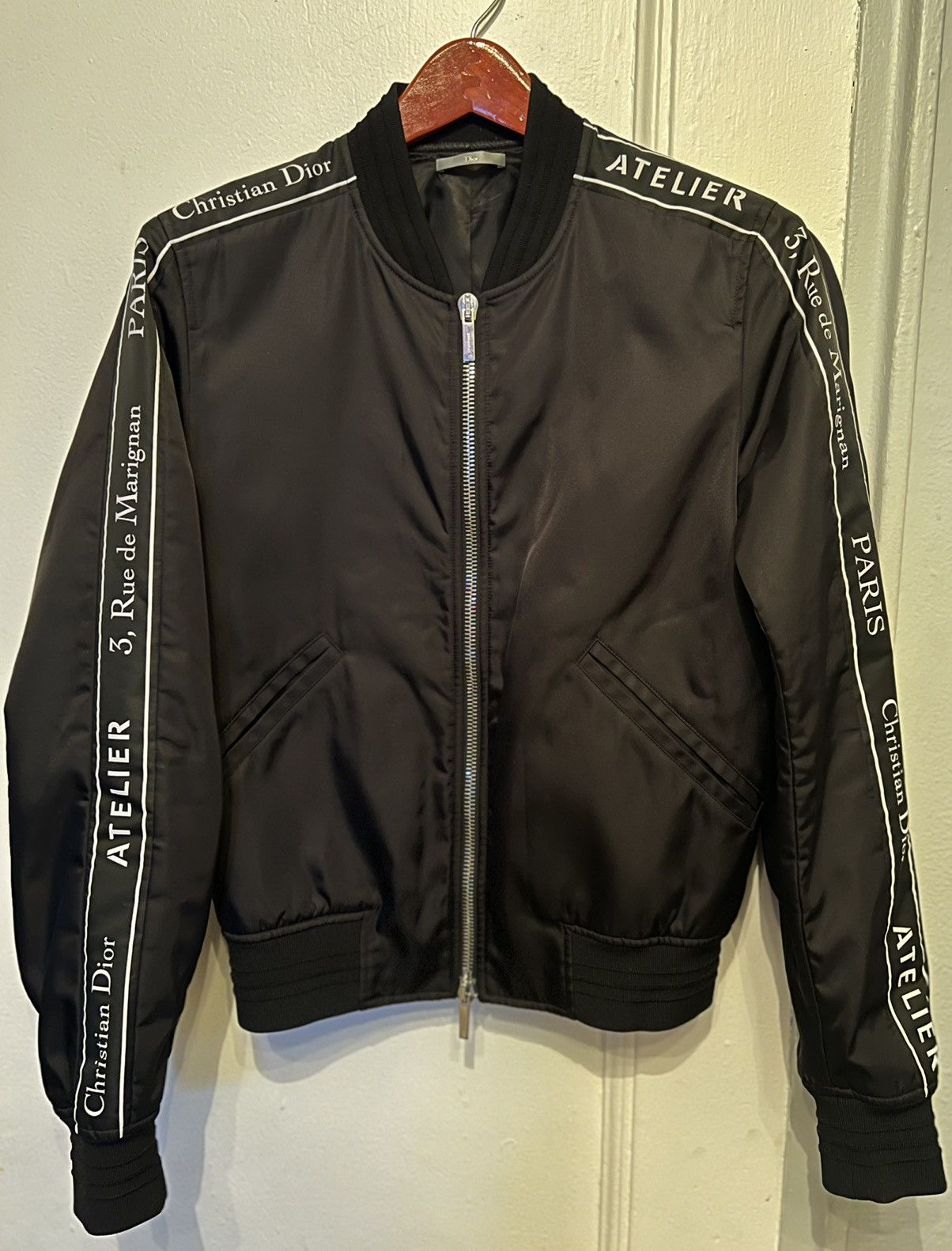 image of Dior Men’S Summer 2018 Logo Ribbon Bomber in Black, Men's (Size Small)