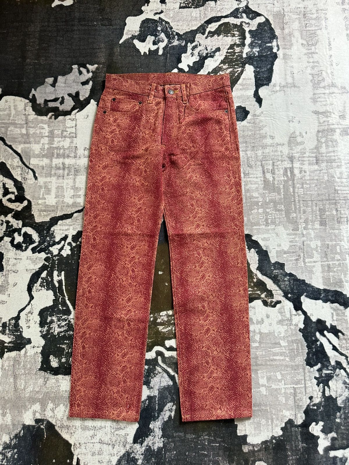 image of Archive 1992 Ficce By Yoshiyuki Konishi Python Printed Jeans in Peyton Skin, Men's (Size 29)