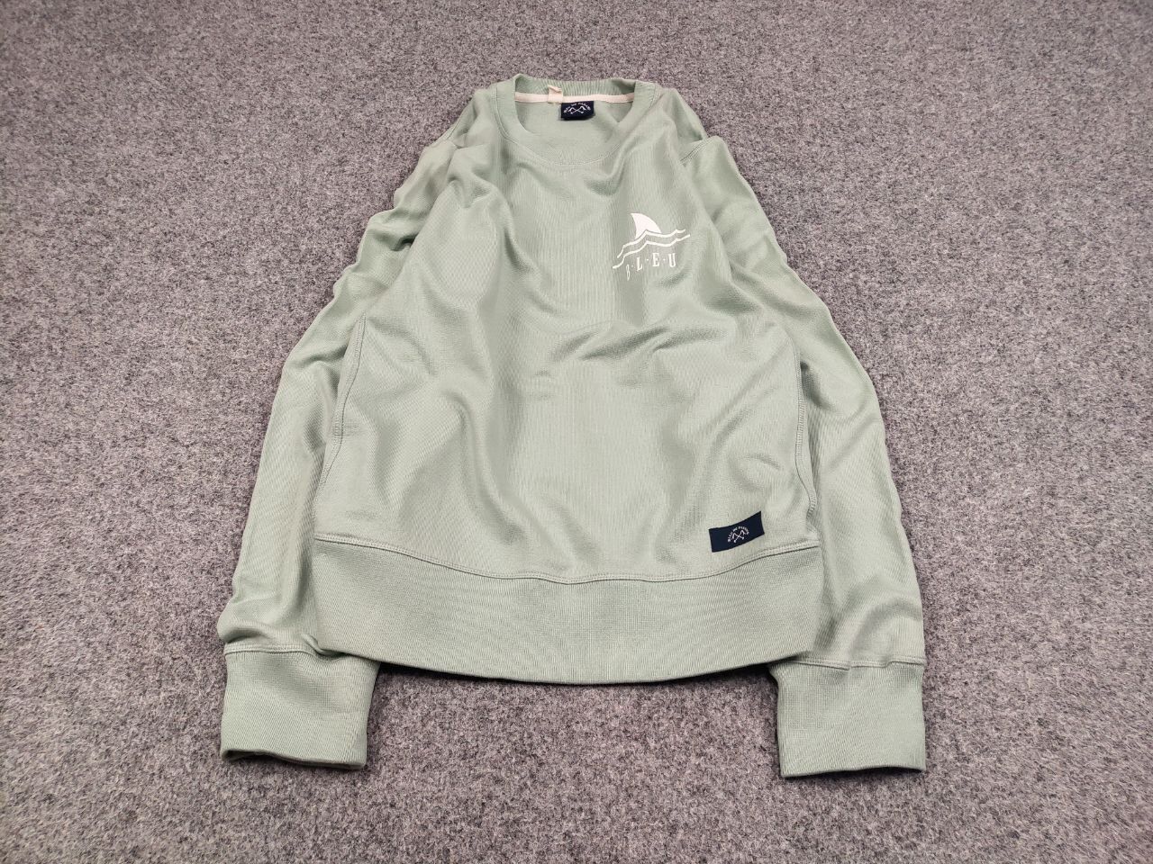 Bleu De Paname Crew Check Logo Jumper Sweatshirt in Green, Men's — image 2 of 6