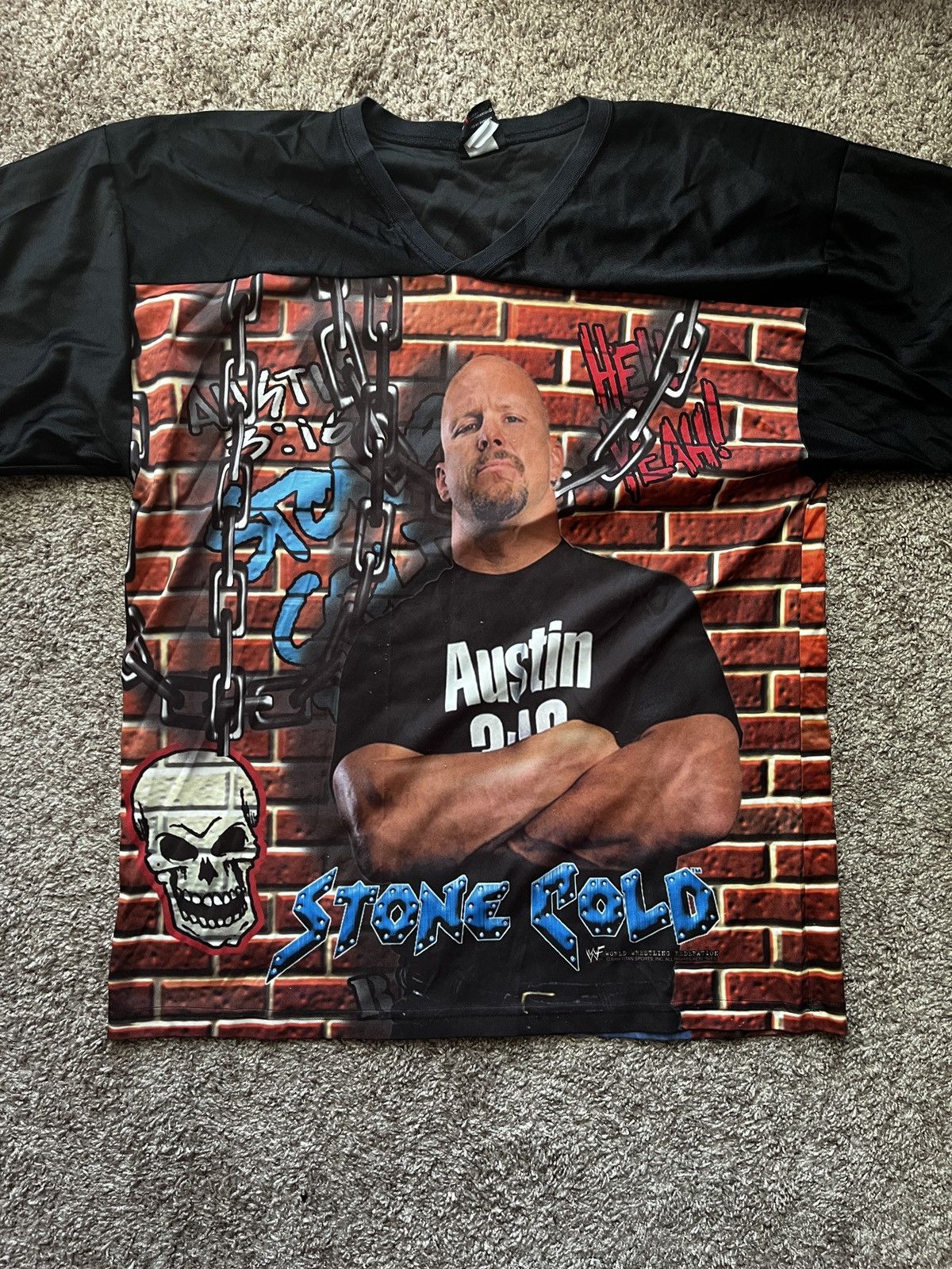 VTG Stone Cold Steve Austin WWF Wrestling Football Jersey Men’s XL L2