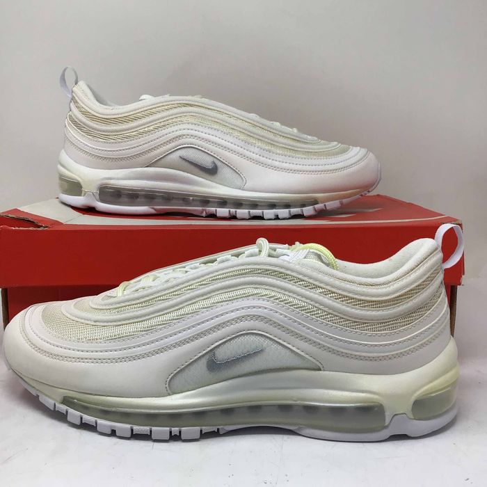 triple white air max 97 on feet