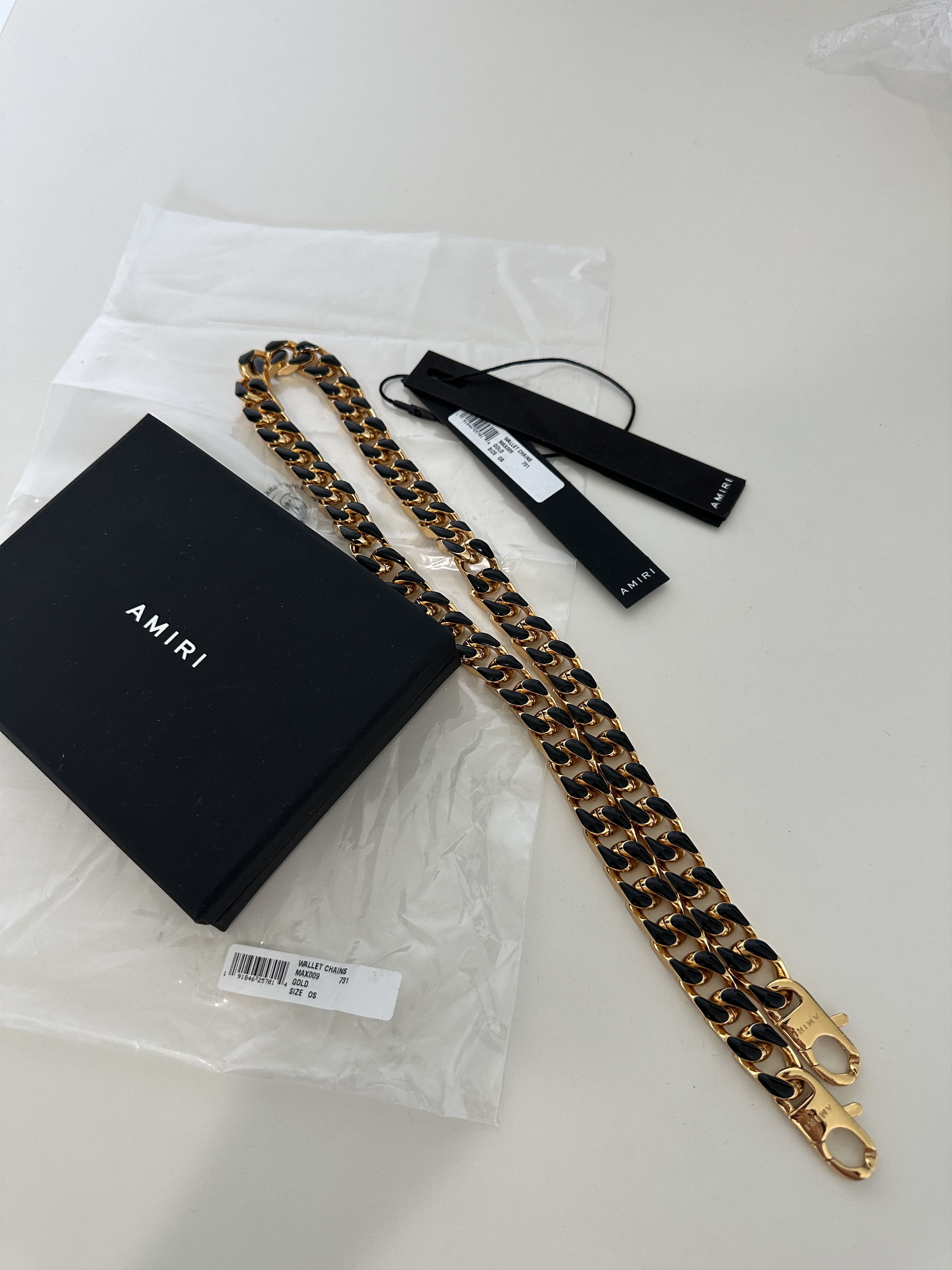 Amiri AMIRI Gold & Black Wallet Chain Curb Cuban Link Grailed