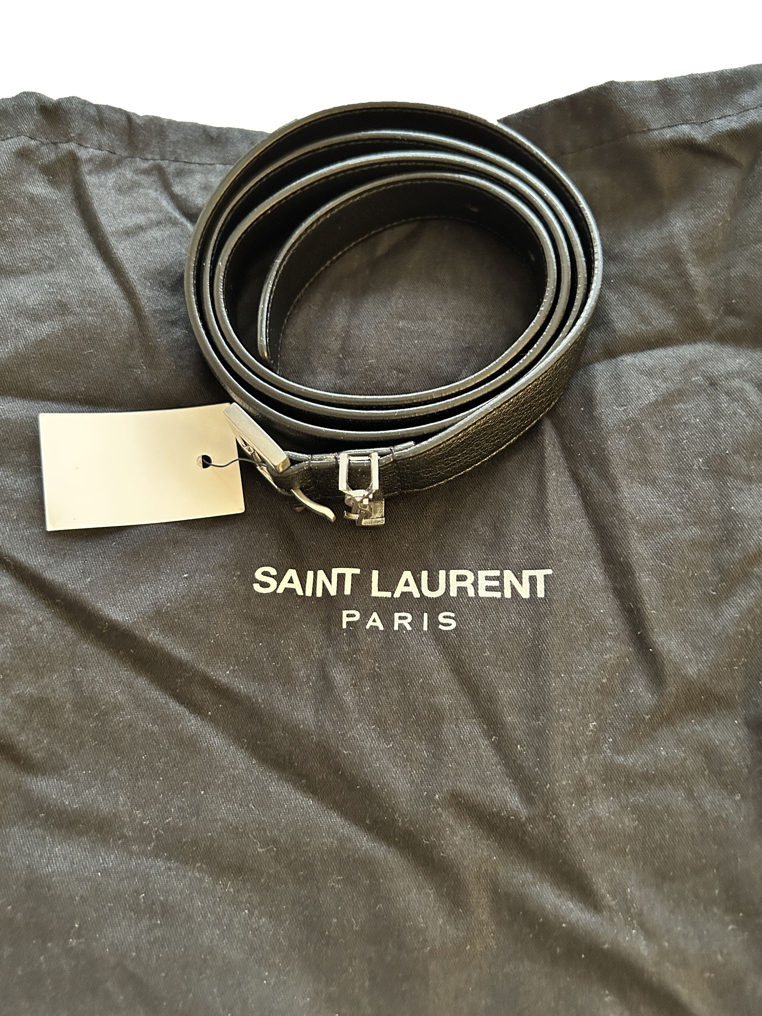 Yves Saint Laurent (size 100) YSL Logo thin Leather Belt cassandre Size ONE SIZE - 3 Thumbnail