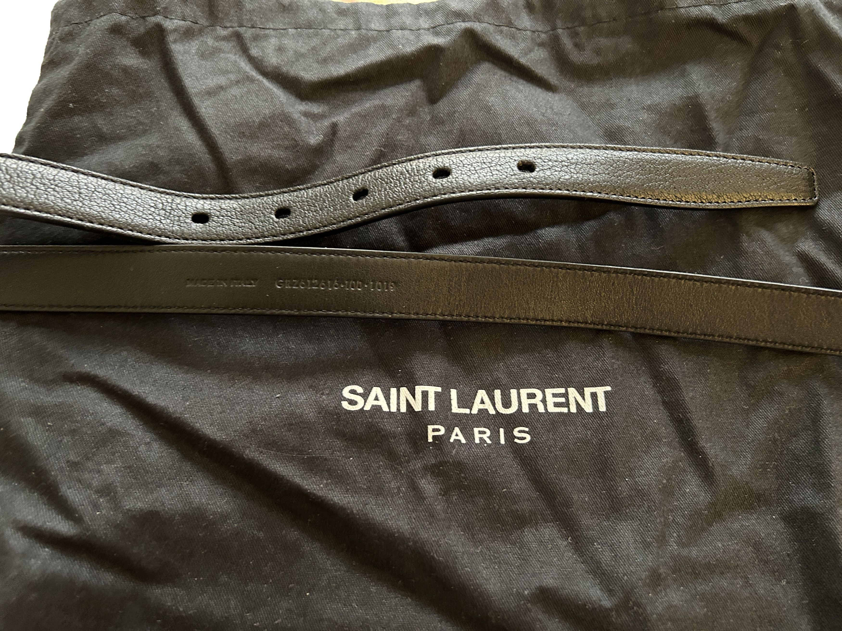 Yves Saint Laurent (size 100) YSL Logo thin Leather Belt cassandre Size ONE SIZE - 4 Thumbnail