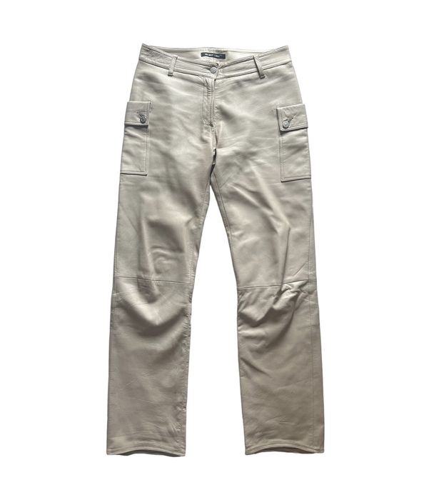 Helmut Lang Archive Cream Leather Cargo Pants | Grailed