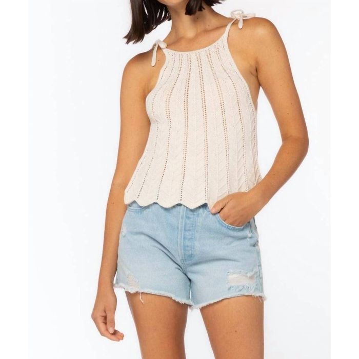 Designer VELVET HEART Crochet Knit Halter Top In Ivory Grailed