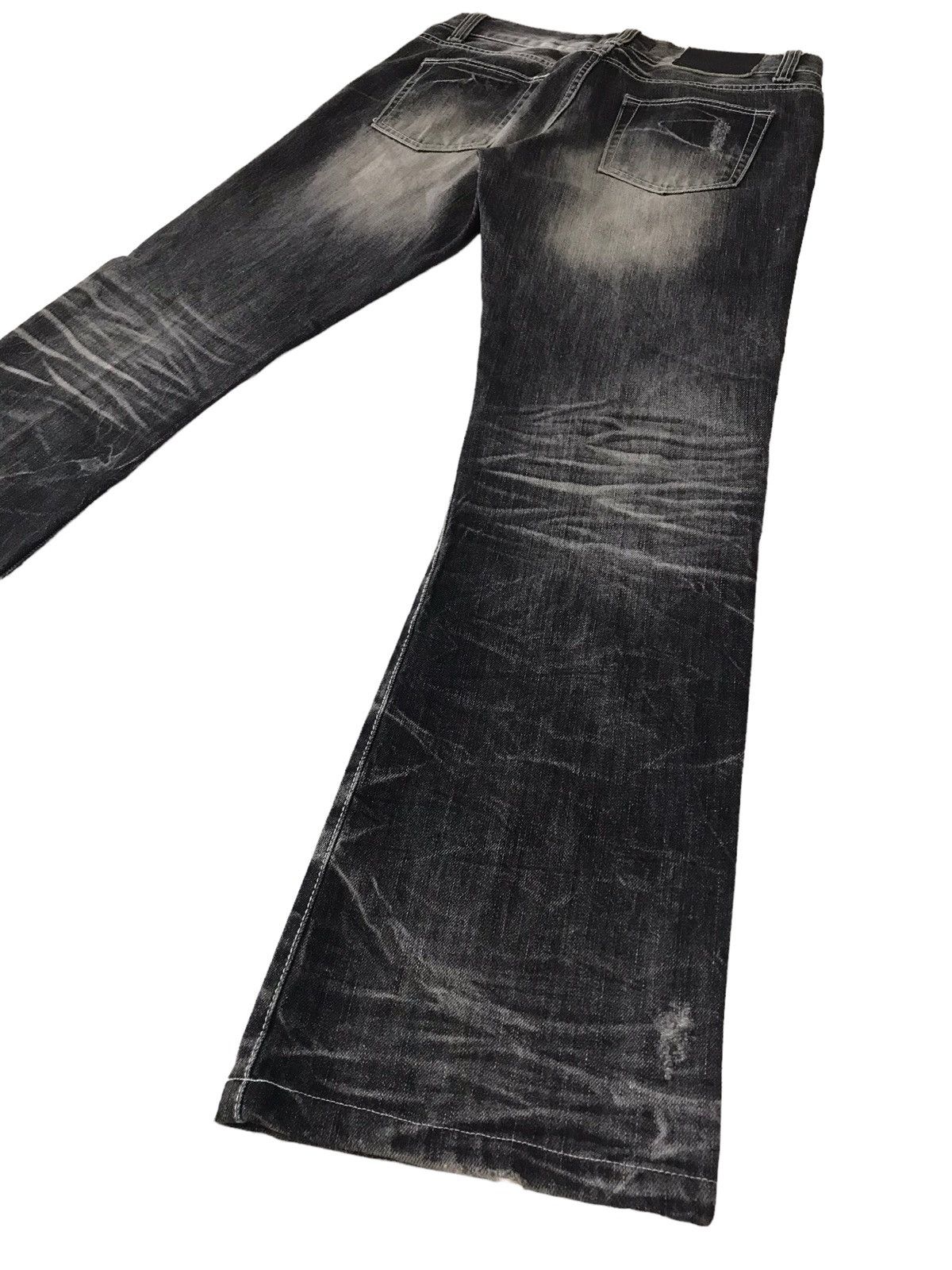 Japanese Brand Flare Jeans 💥 LA Gate Acid Wash Distressed Denim Size US 31 - 14 Thumbnail