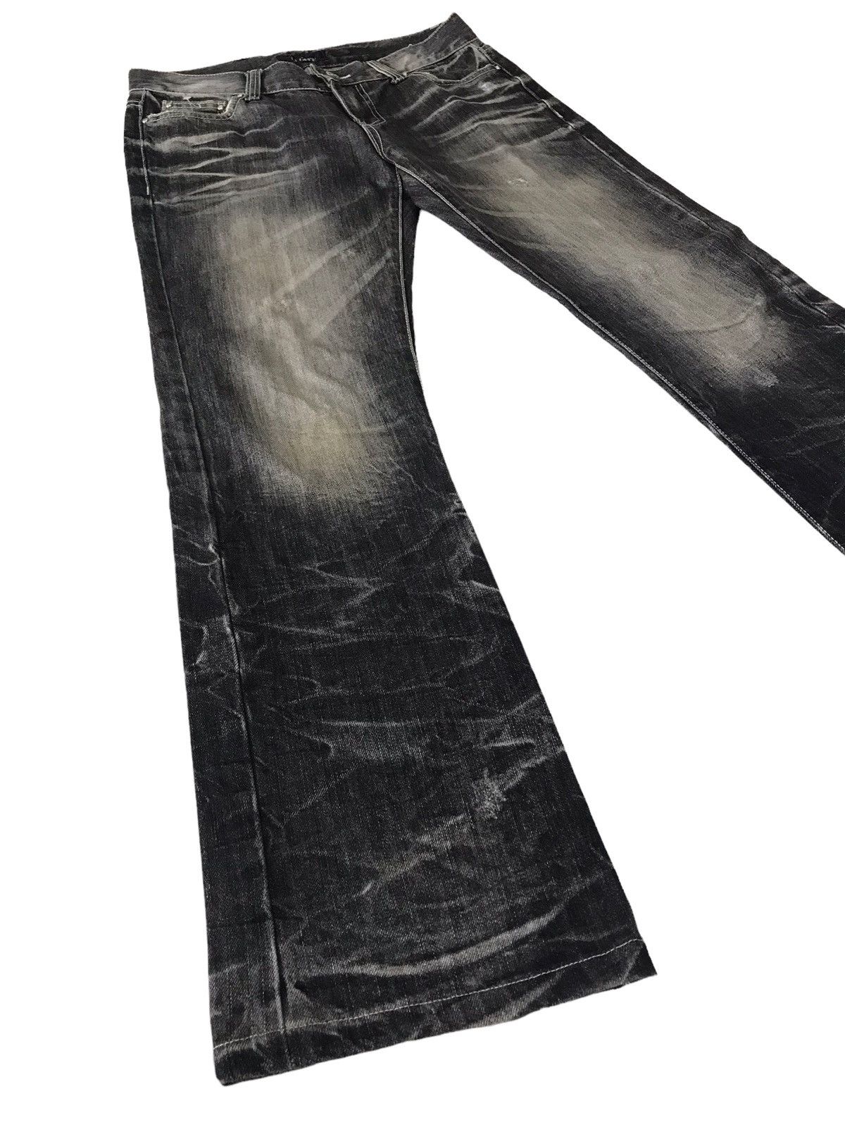 Japanese Brand Flare Jeans 💥 LA Gate Acid Wash Distressed Denim Size US 31 - 4 Thumbnail