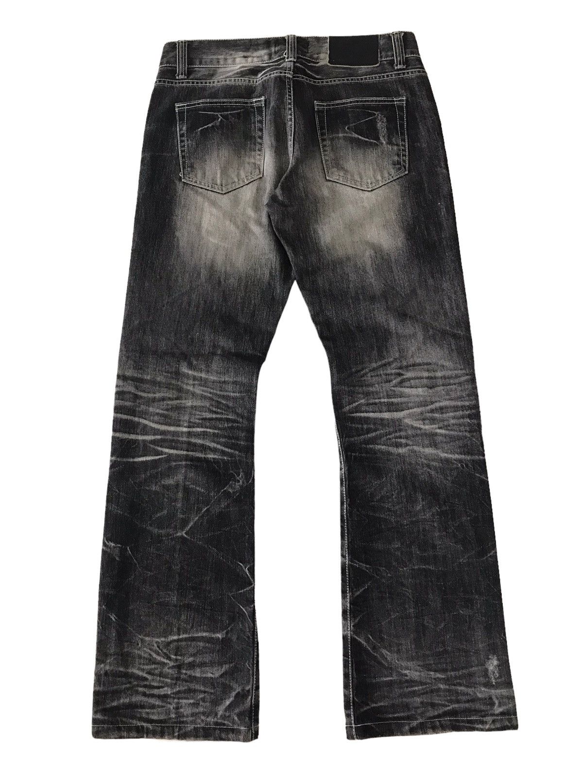 Japanese Brand Flare Jeans 💥 LA Gate Acid Wash Distressed Denim Size US 31 - 13 Thumbnail
