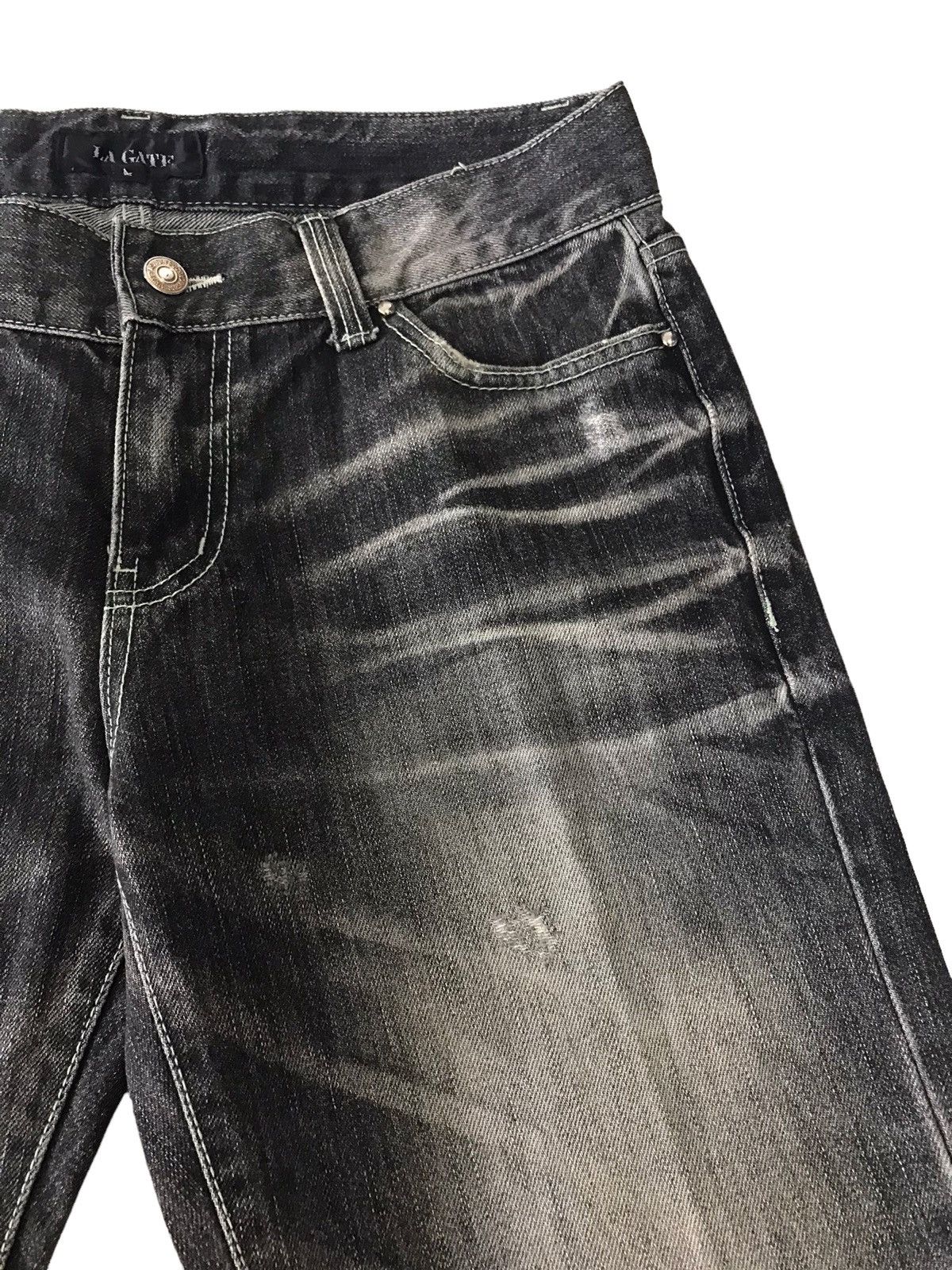 Japanese Brand Flare Jeans 💥 LA Gate Acid Wash Distressed Denim Size US 31 - 9 Thumbnail