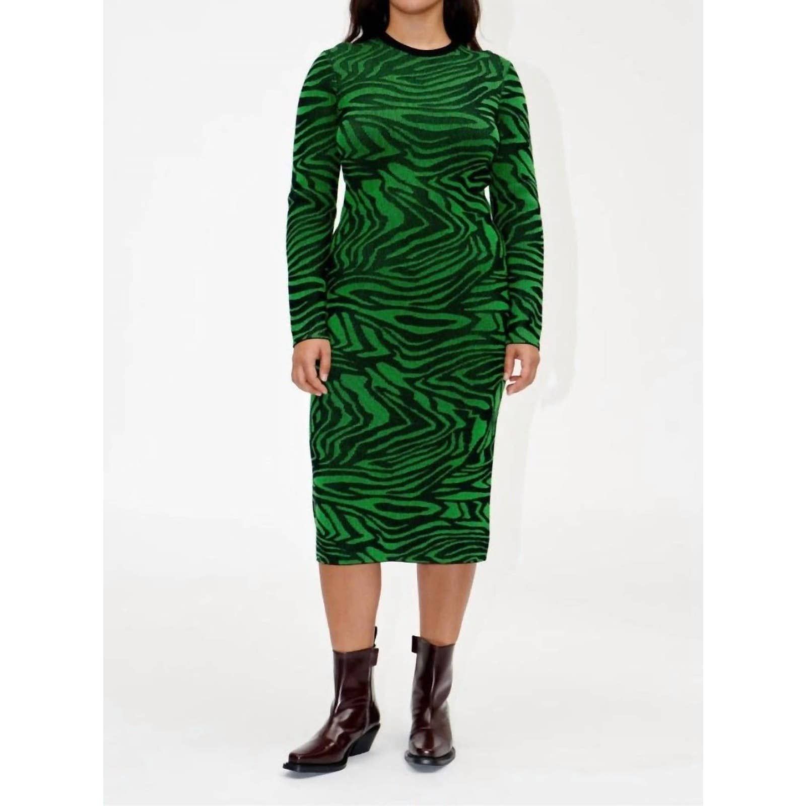 Stine Goya Chiara Knit Dress In Black/green Combo | Grailed