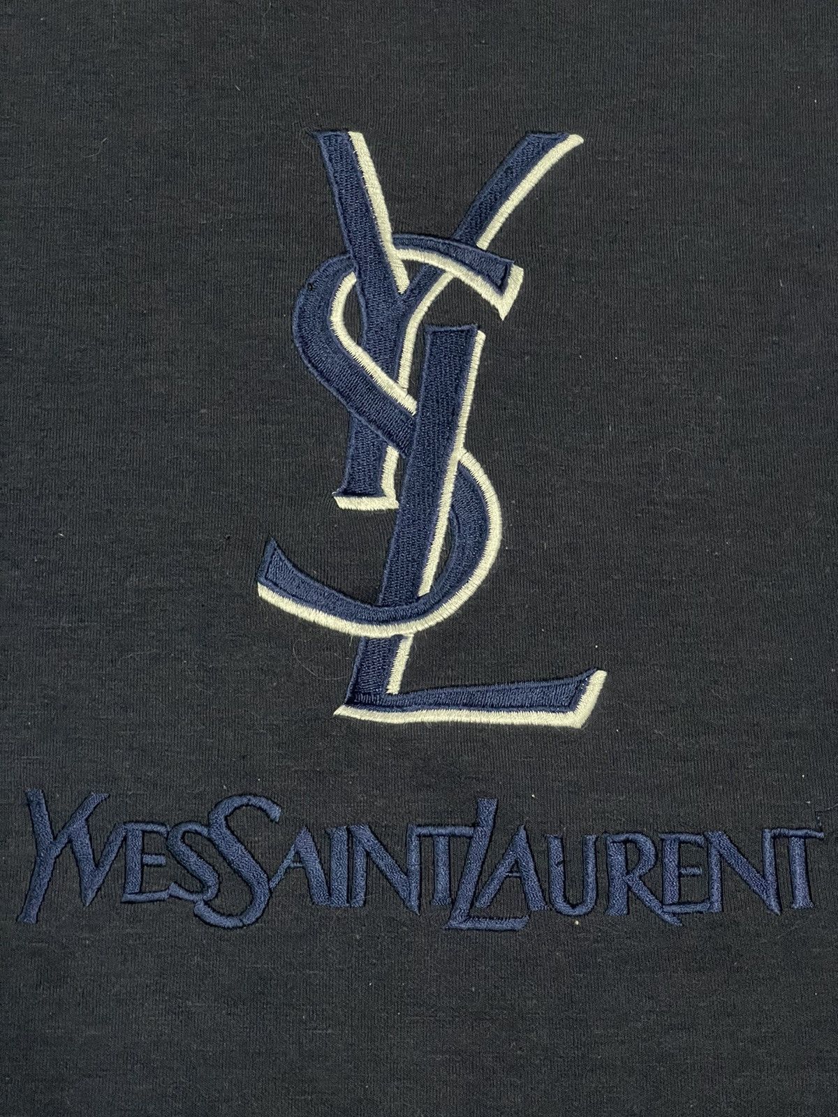 Yves Saint Laurent 🔥Rare🔥 Vintage Yves Saint Laurent Big Embroidery Logo Tee Size US L / EU 52-54 / 3 - 8 Thumbnail