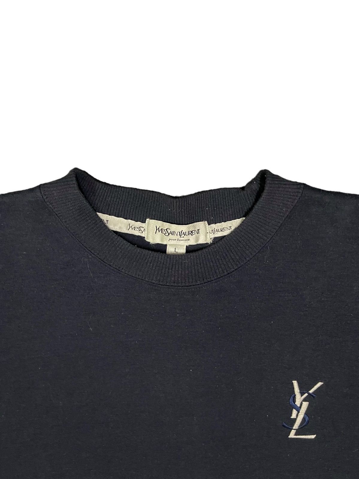 Yves Saint Laurent 🔥Rare🔥 Vintage Yves Saint Laurent Big Embroidery Logo Tee Size US L / EU 52-54 / 3 - 4 Thumbnail