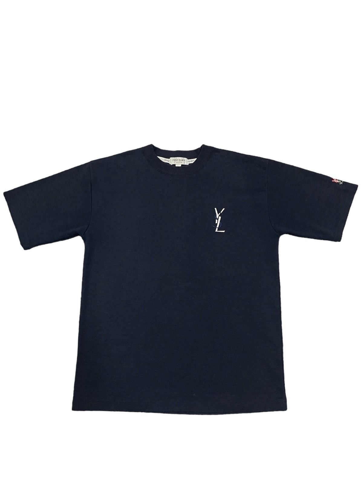 Yves Saint Laurent 🔥Rare🔥 Vintage Yves Saint Laurent Big Embroidery Logo Tee Size US L / EU 52-54 / 3 - 2 Thumbnail